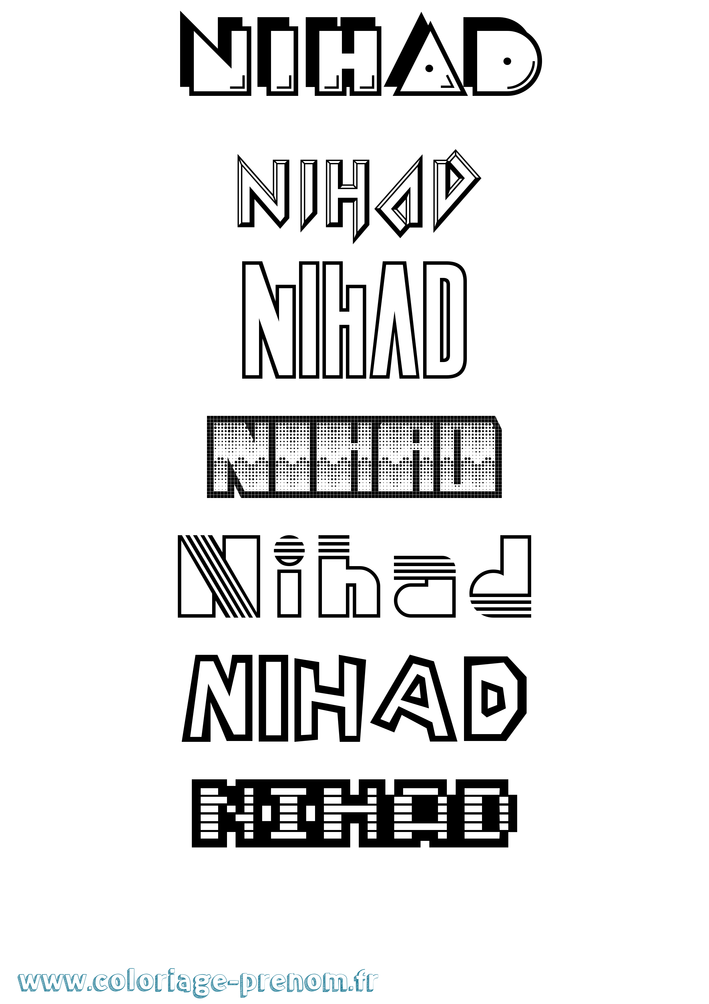 Coloriage Nihad Jeux Vidéos Coloriage prénom Nihad Jeux Vidéos