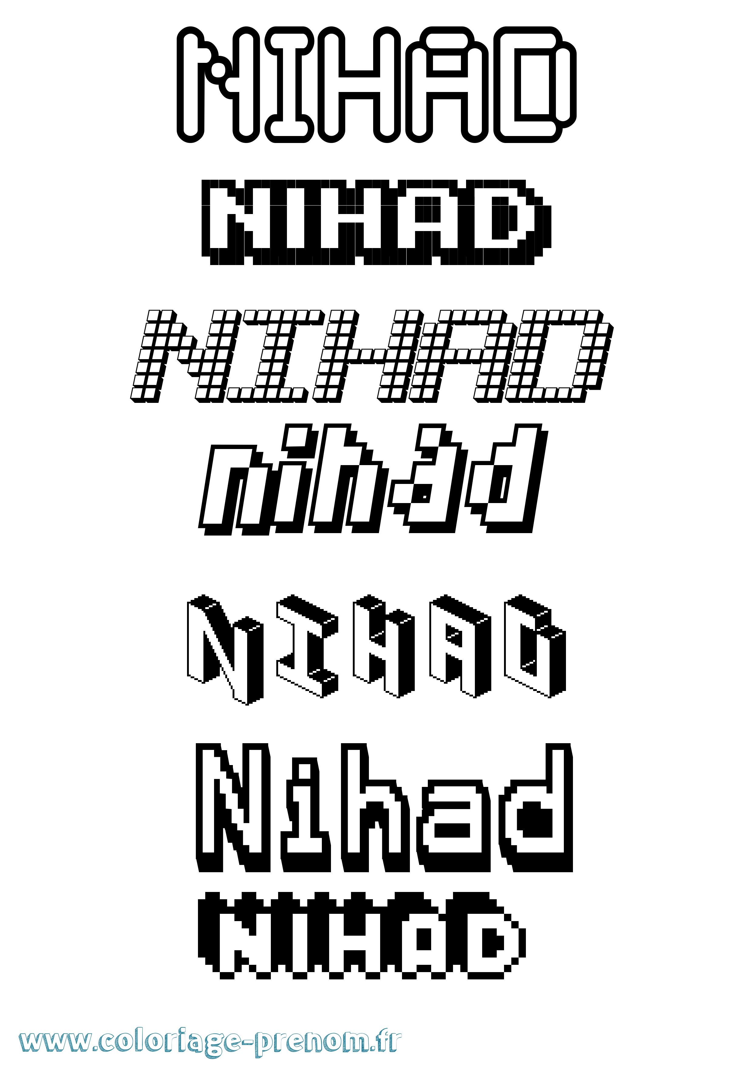 Coloriage Nihad Pixel Coloriage prénom Nihad Pixel