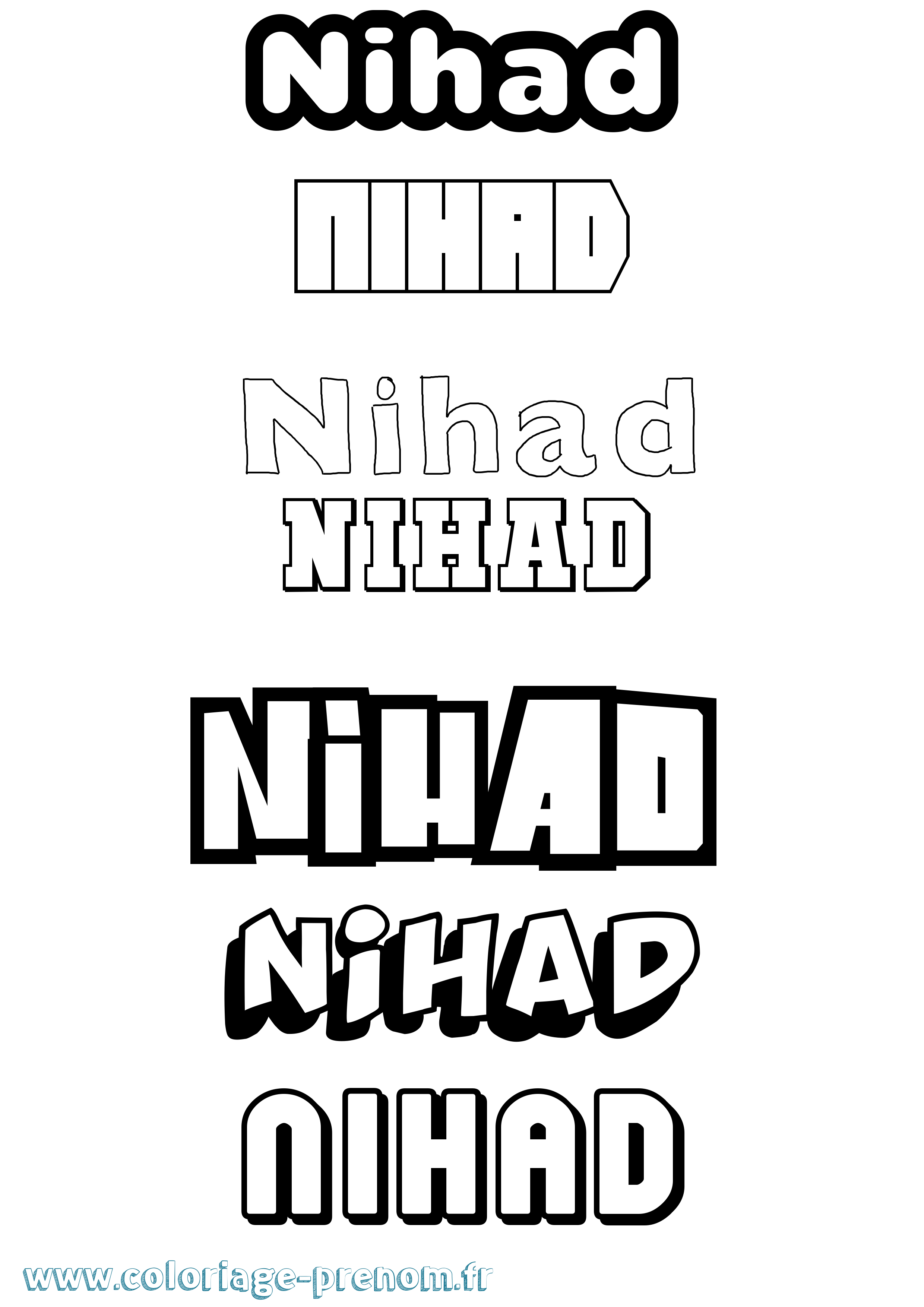 Coloriage Nihad Simple Coloriage prénom Nihad Simple