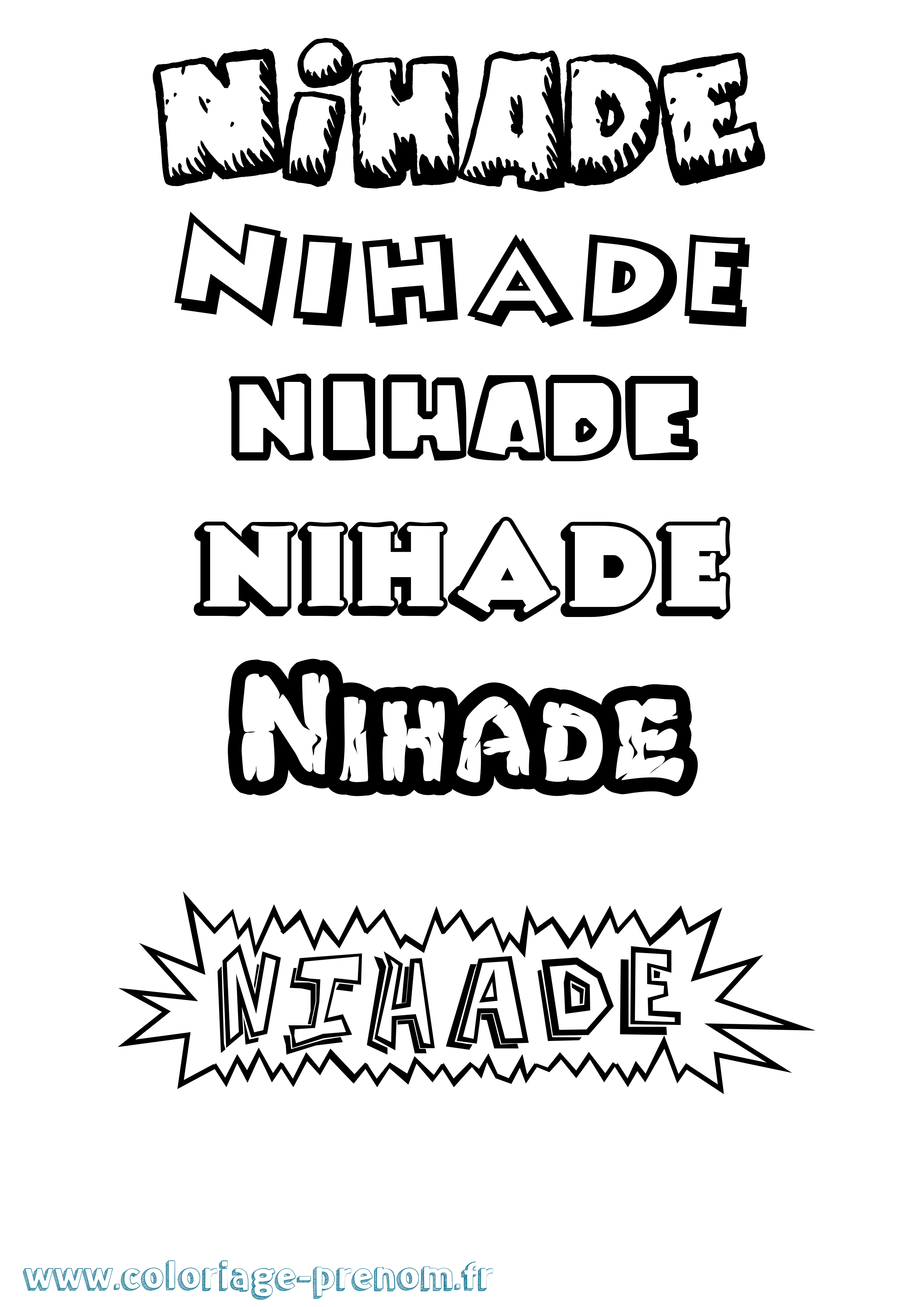 Coloriage Nihade Dessin Animé Coloriage prénom Nihade Dessin Animé