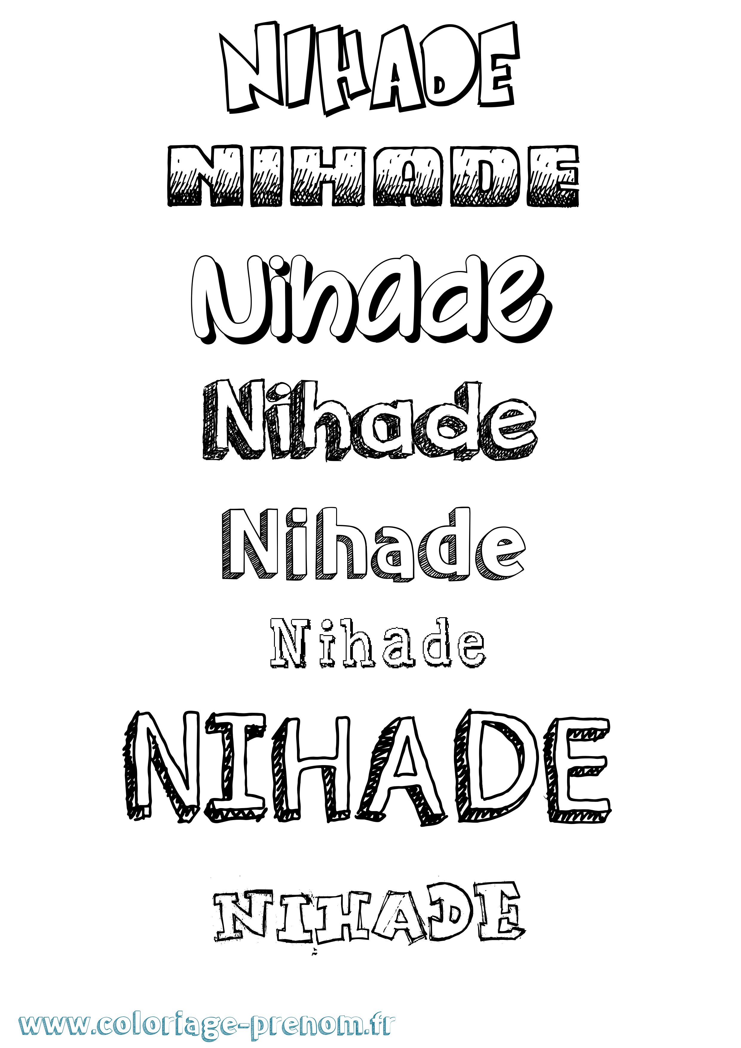 Coloriage Nihade Dessiné Coloriage prénom Nihade Dessiné