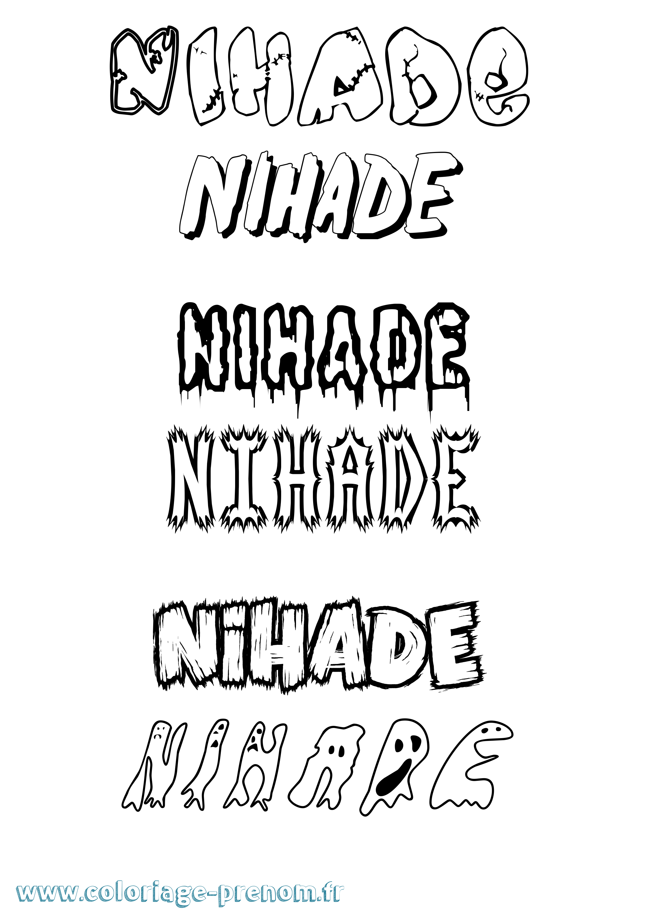 Coloriage Nihade Frisson Coloriage prénom Nihade Frisson