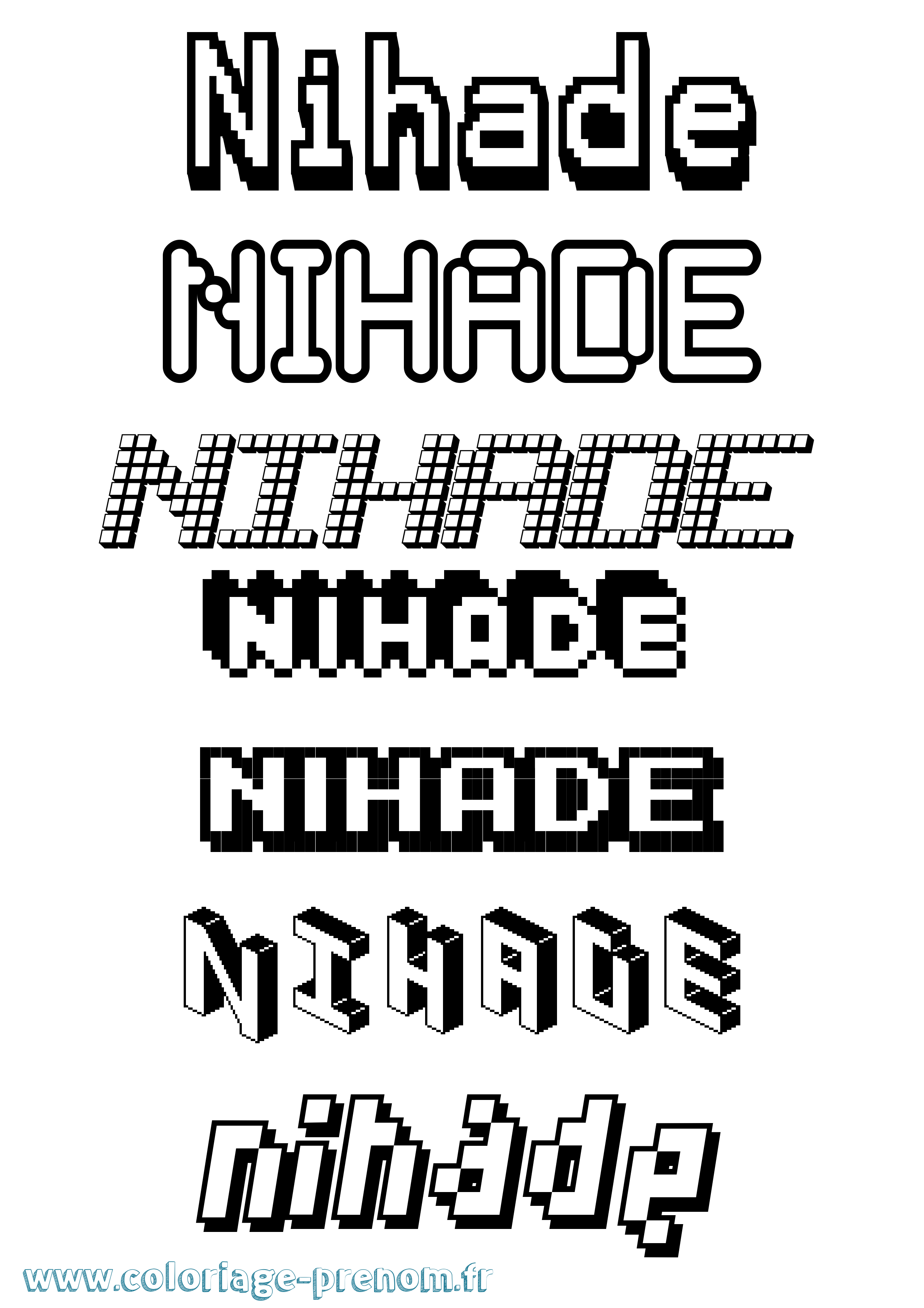 Coloriage Nihade Pixel Coloriage prénom Nihade Pixel