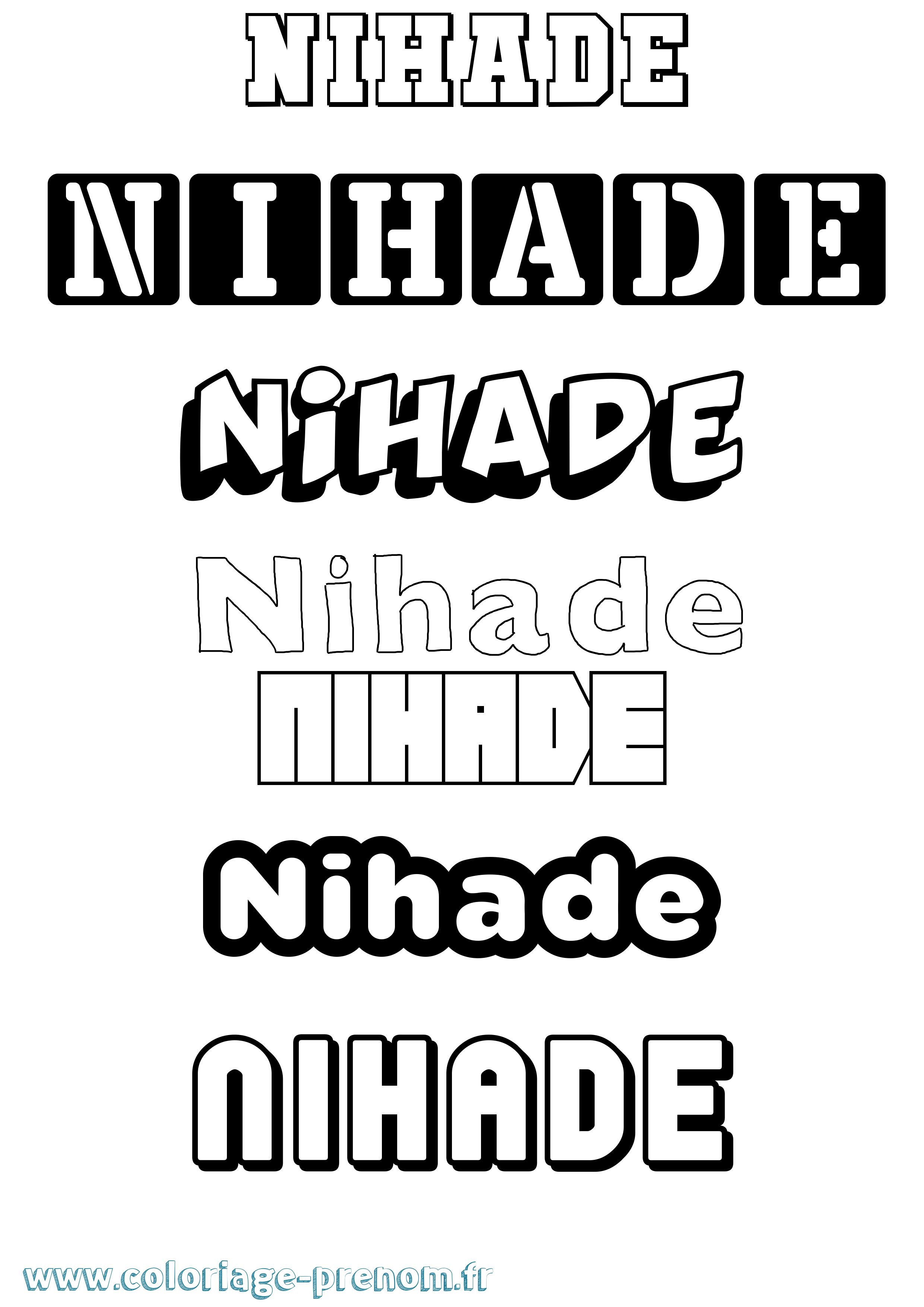 Coloriage Nihade Simple Coloriage prénom Nihade Simple