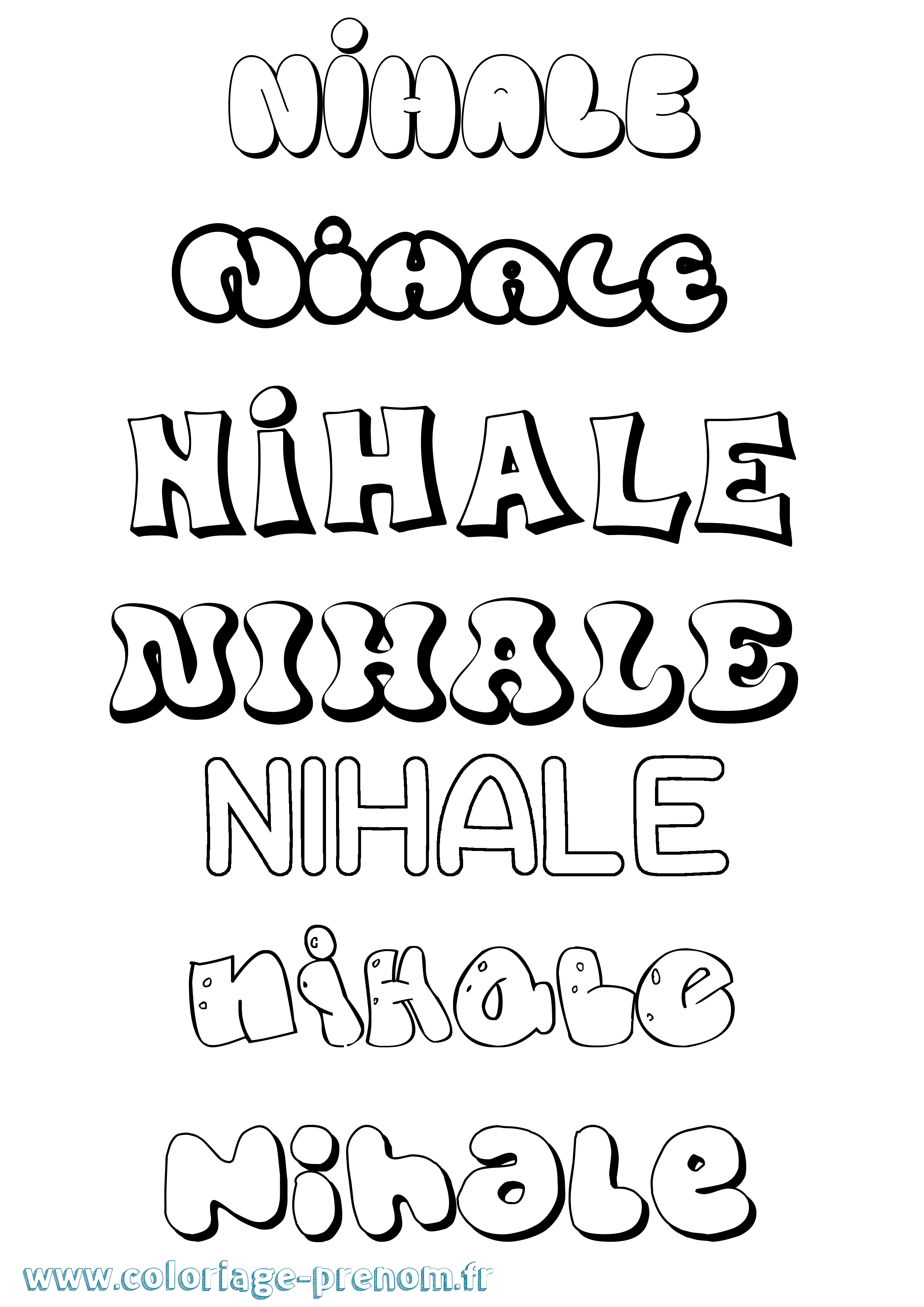 Coloriage Nihale Bubble Coloriage prénom Nihale Bubble