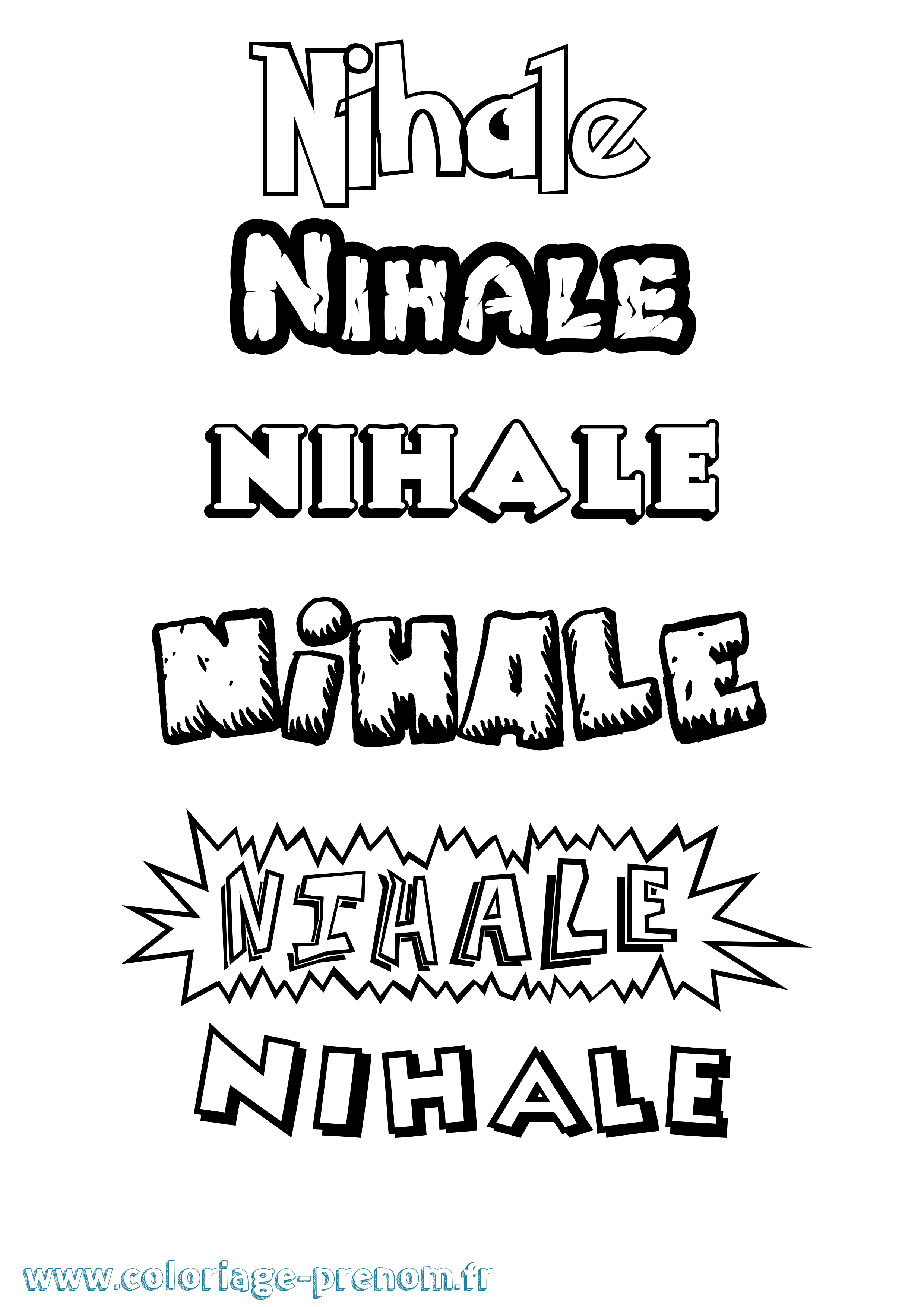 Coloriage Nihale Dessin Animé Coloriage prénom Nihale Dessin Animé