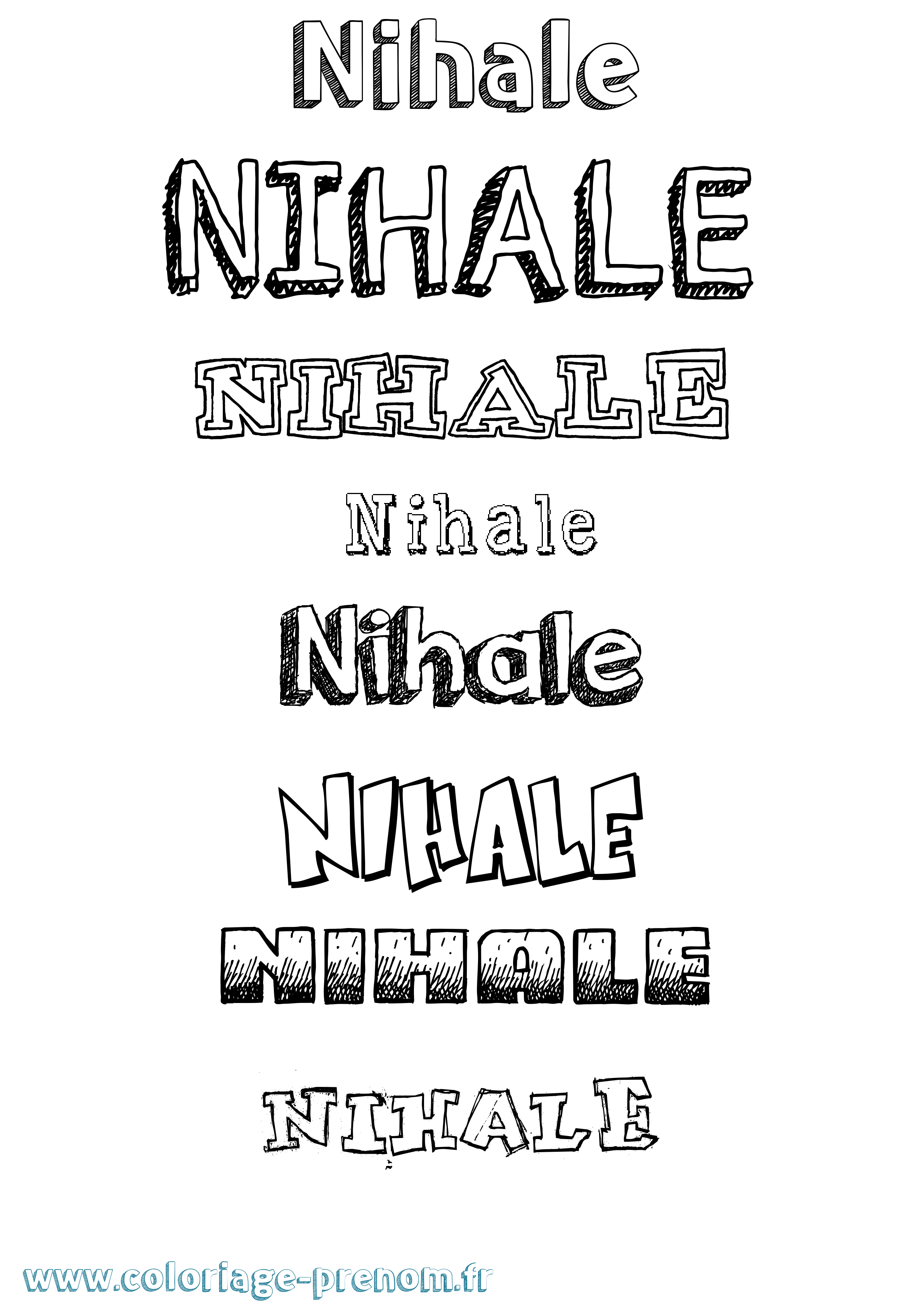 Coloriage Nihale Dessiné Coloriage prénom Nihale Dessiné