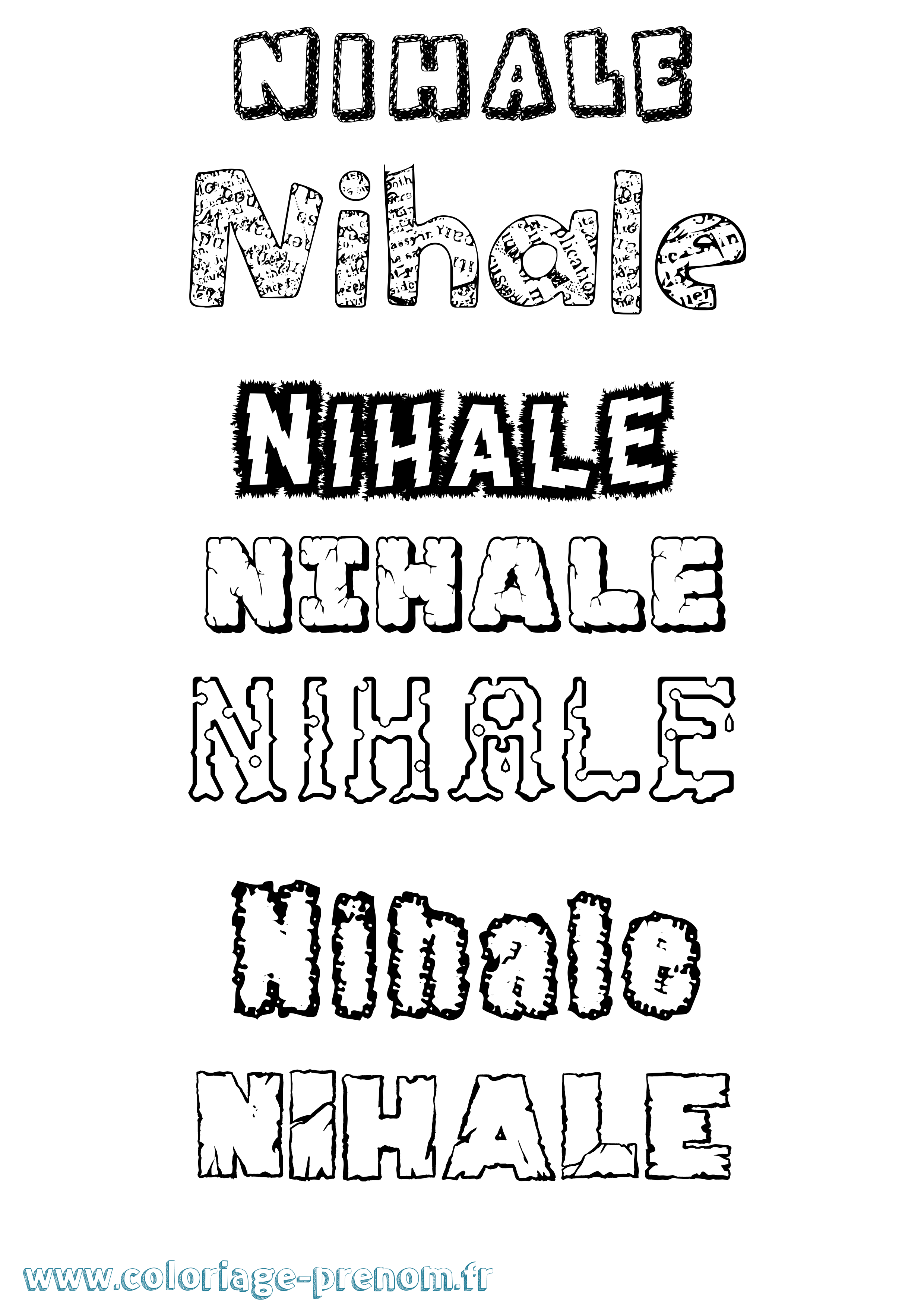 Coloriage Nihale Destructuré Coloriage prénom Nihale Destructuré