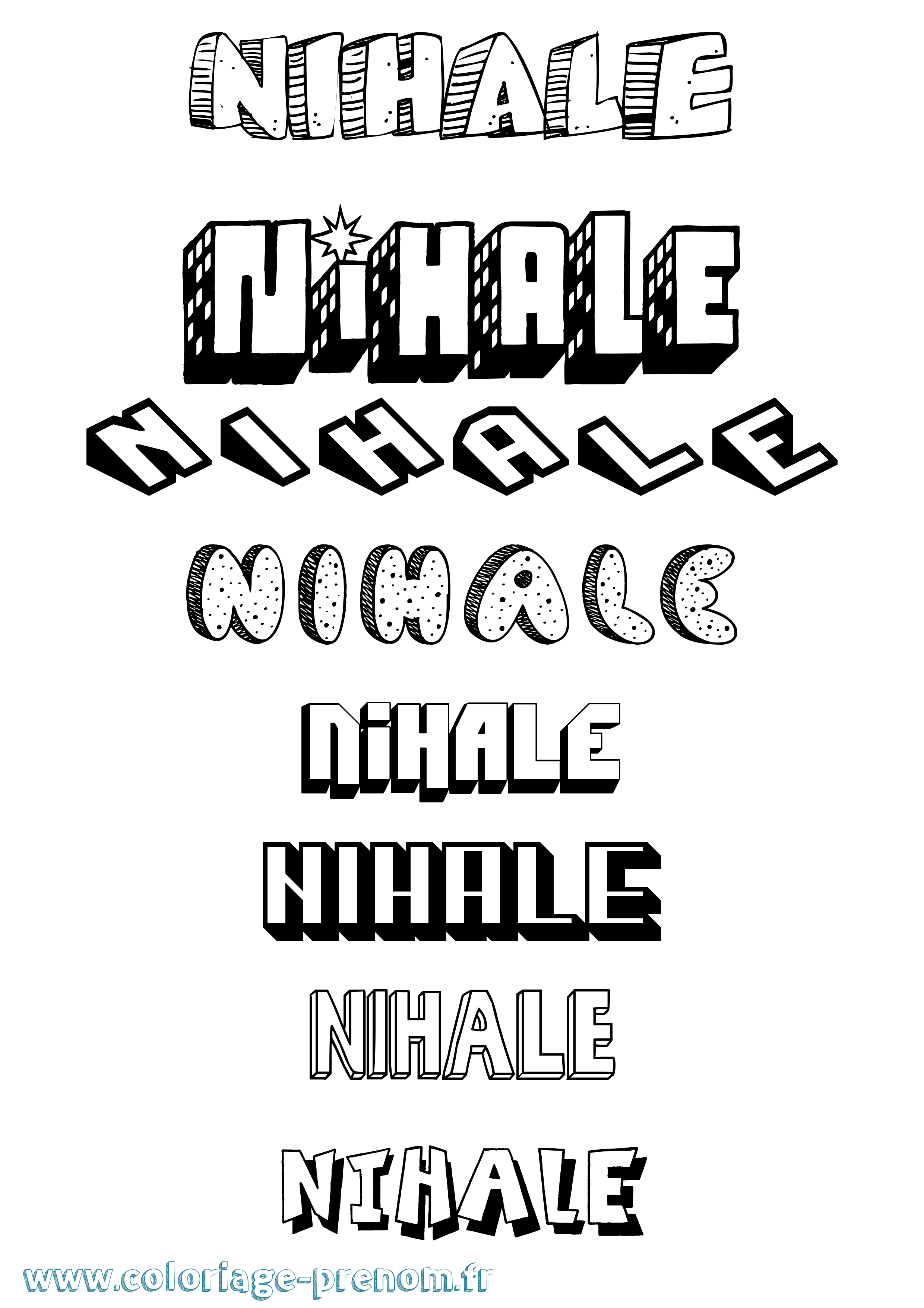Coloriage Nihale Effet 3D Coloriage prénom Nihale Effet 3D