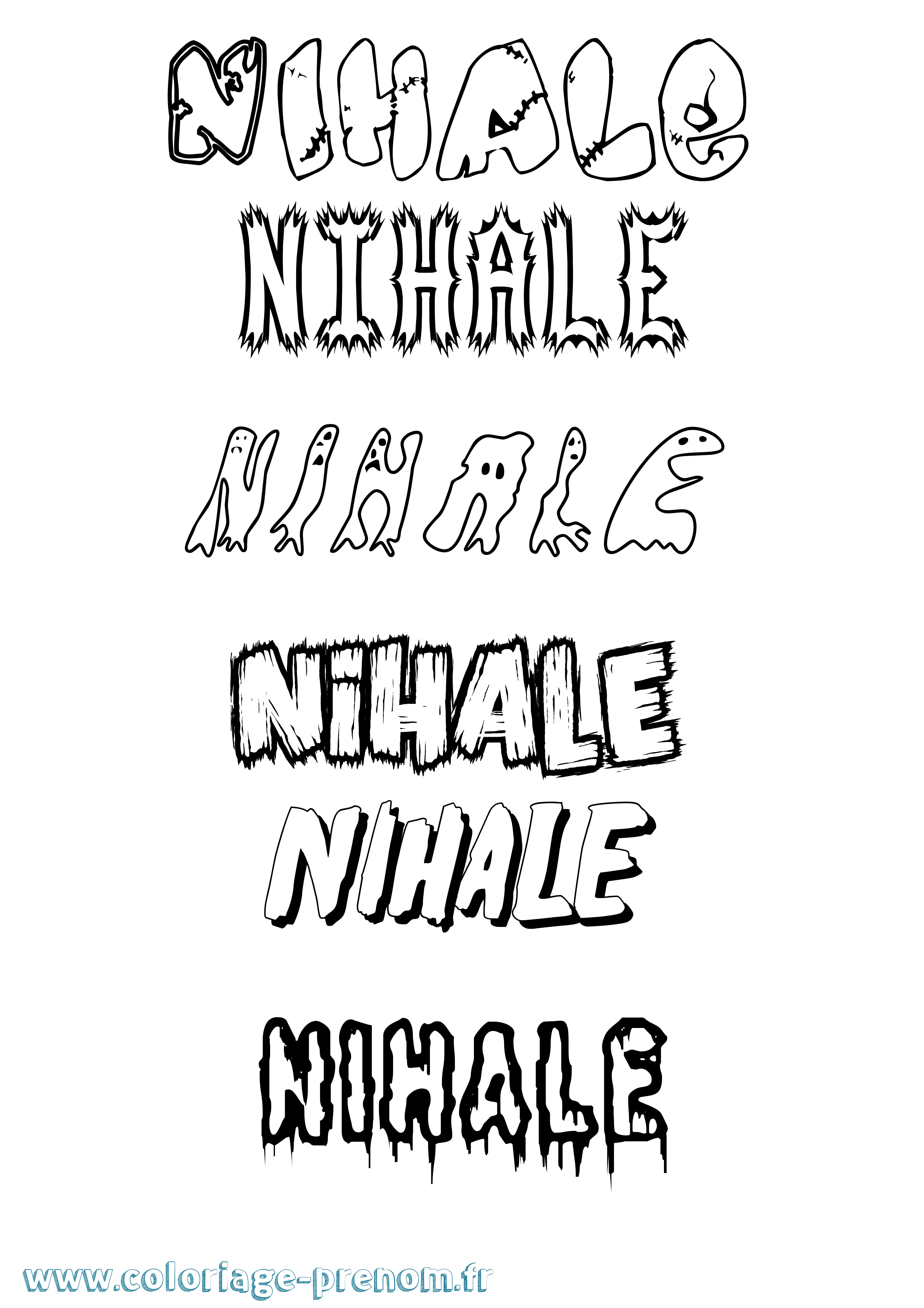 Coloriage Nihale Frisson Coloriage prénom Nihale Frisson