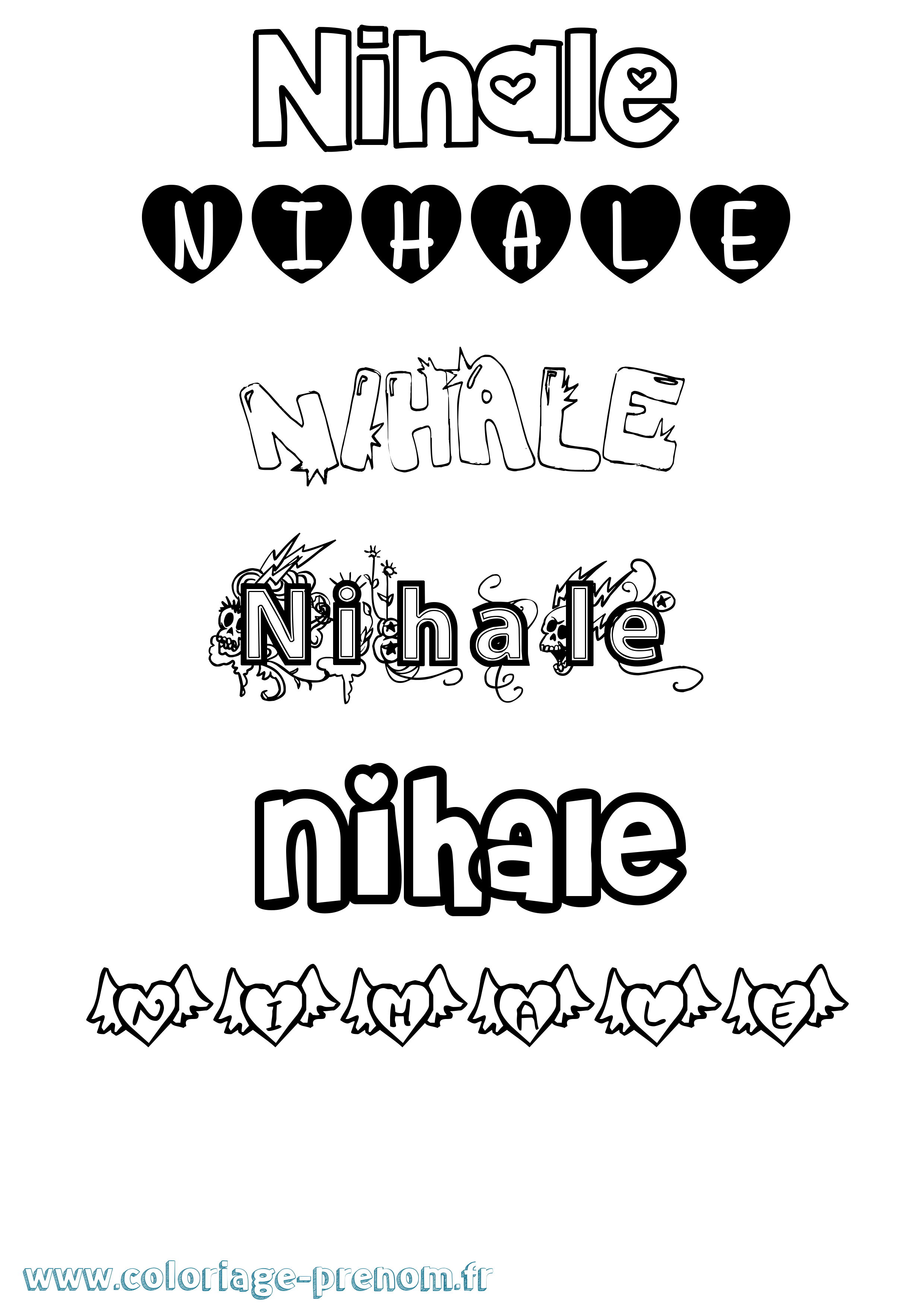 Coloriage Nihale Girly Coloriage prénom Nihale Girly