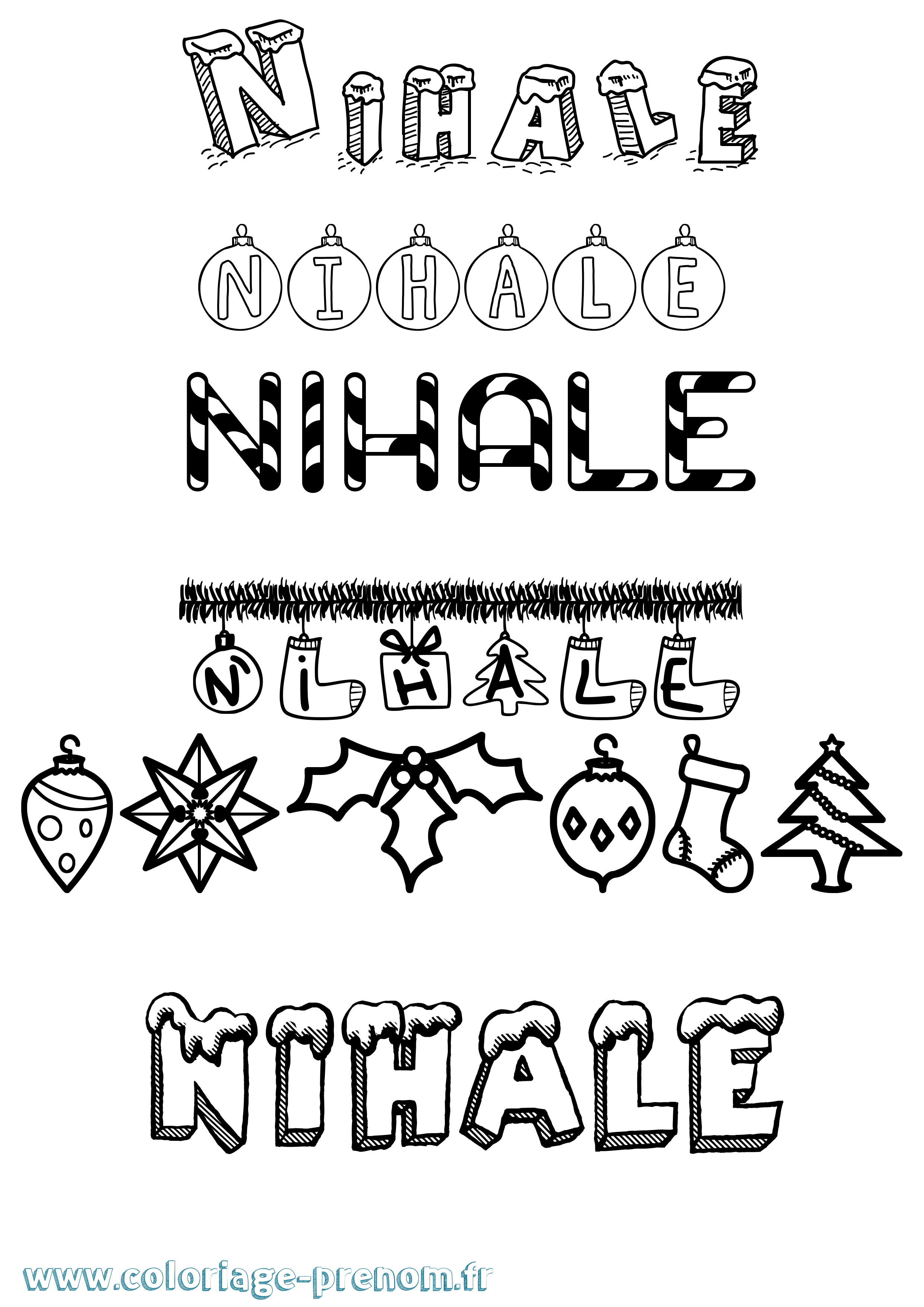 Coloriage Nihale Noël Coloriage prénom Nihale Noël