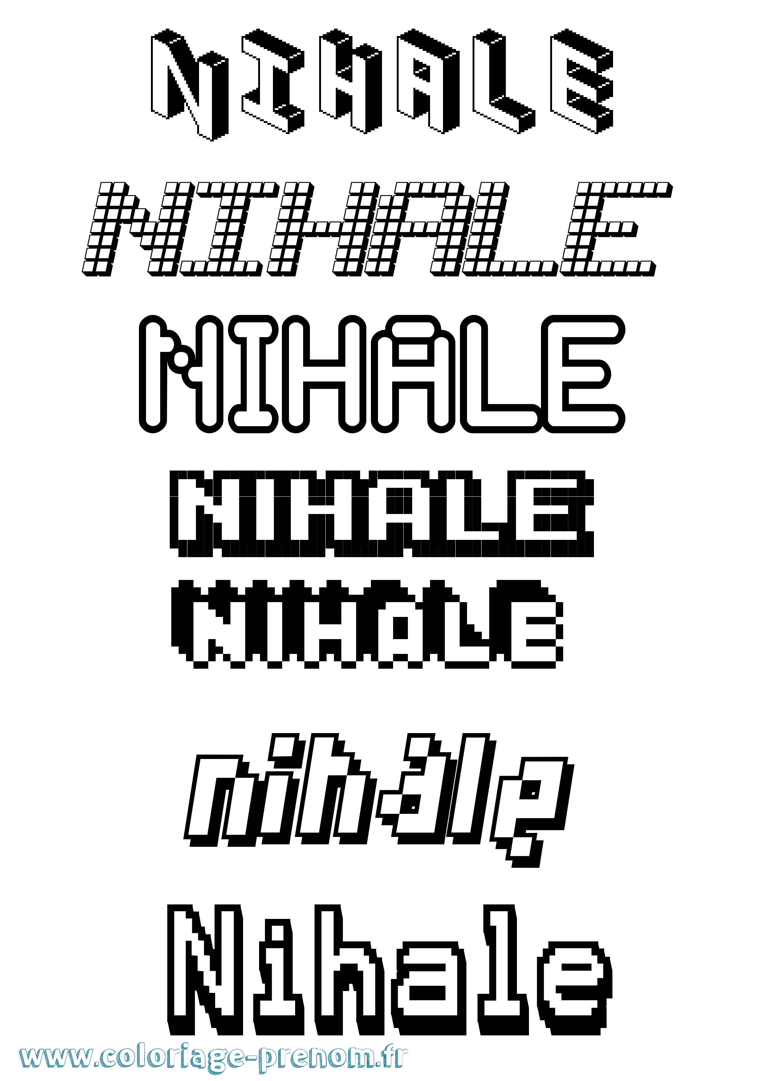 Coloriage Nihale Pixel Coloriage prénom Nihale Pixel