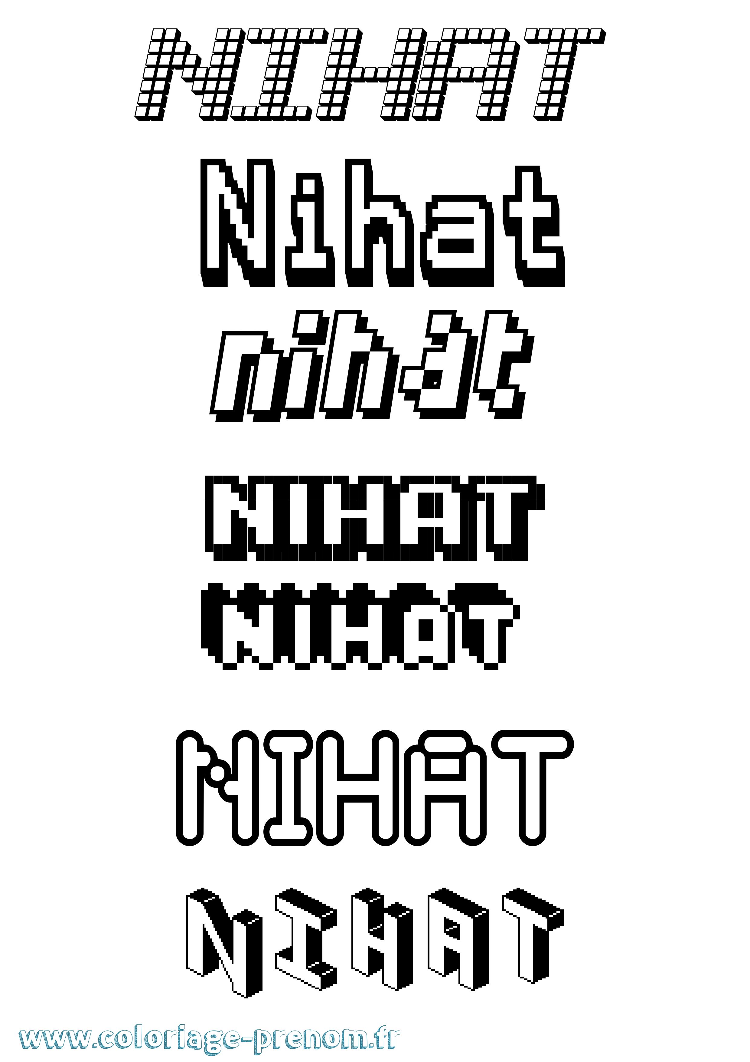 Coloriage Nihat Pixel Coloriage prénom Nihat Pixel