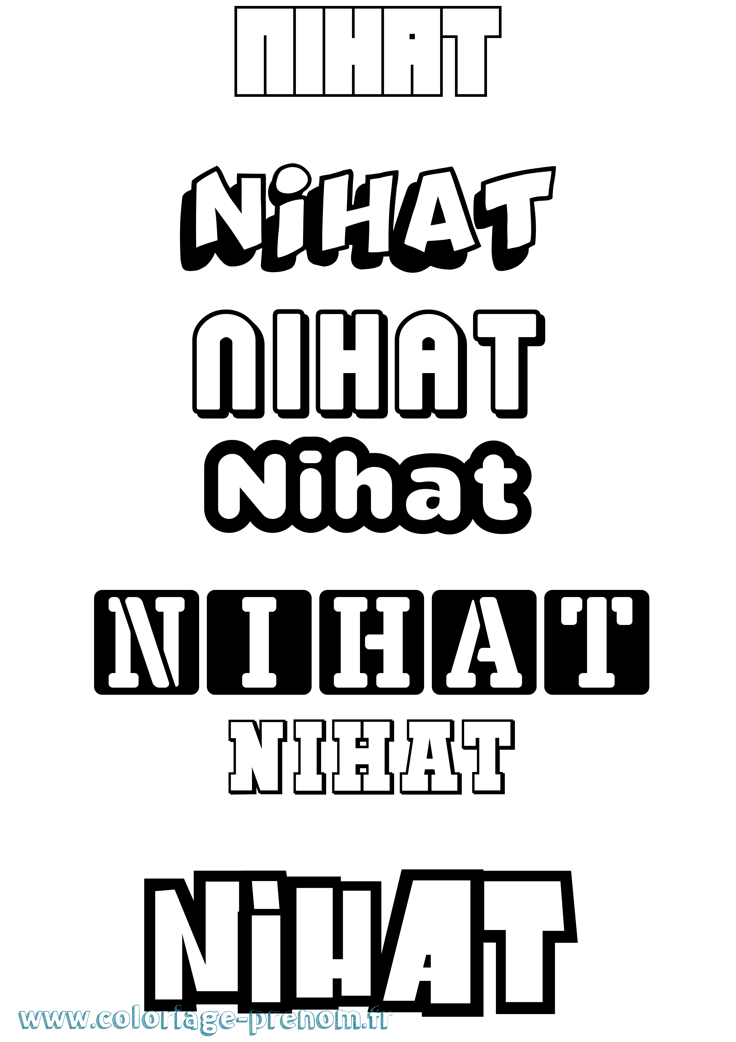 Coloriage Nihat Simple Coloriage prénom Nihat Simple