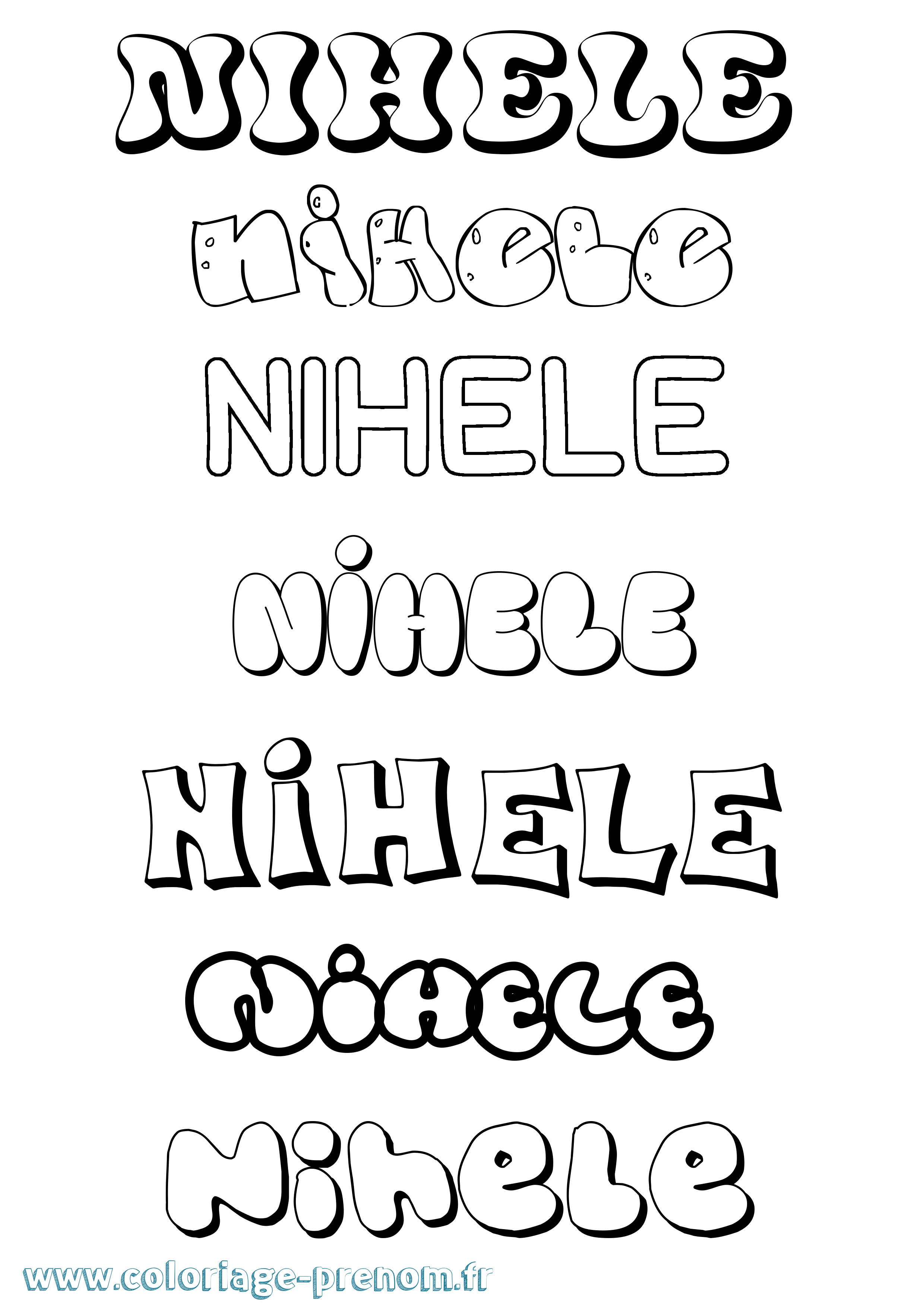 Coloriage Nihele Bubble Coloriage prénom Nihele Bubble
