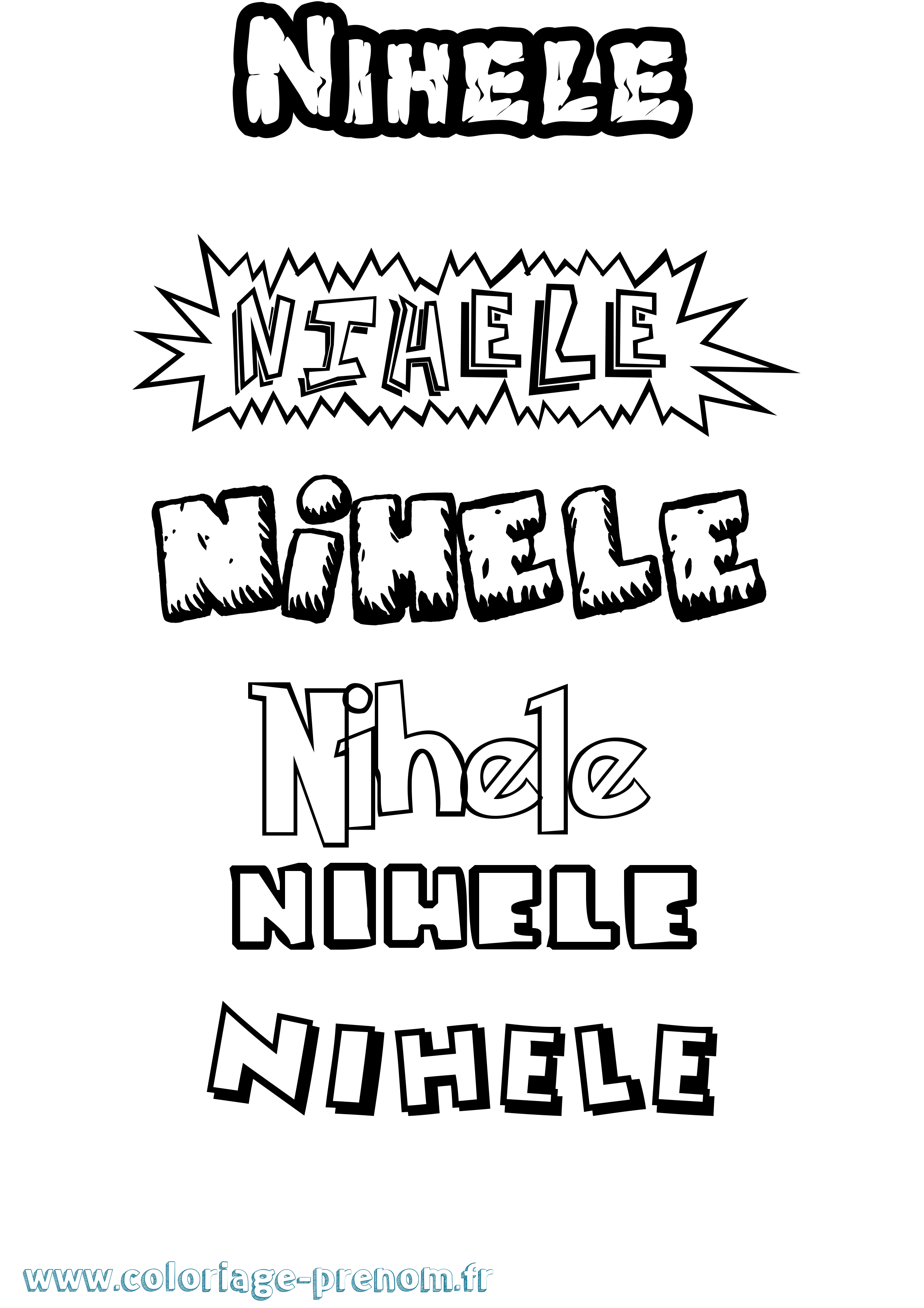 Coloriage Nihele Dessin Animé Coloriage prénom Nihele Dessin Animé