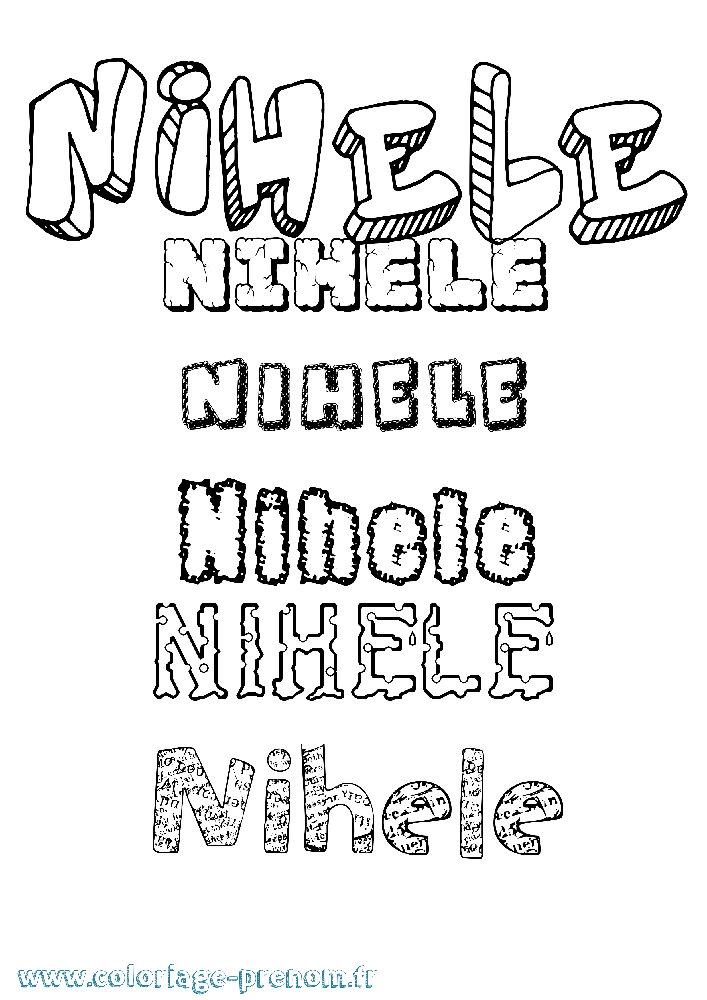Coloriage Nihele Destructuré Coloriage prénom Nihele Destructuré