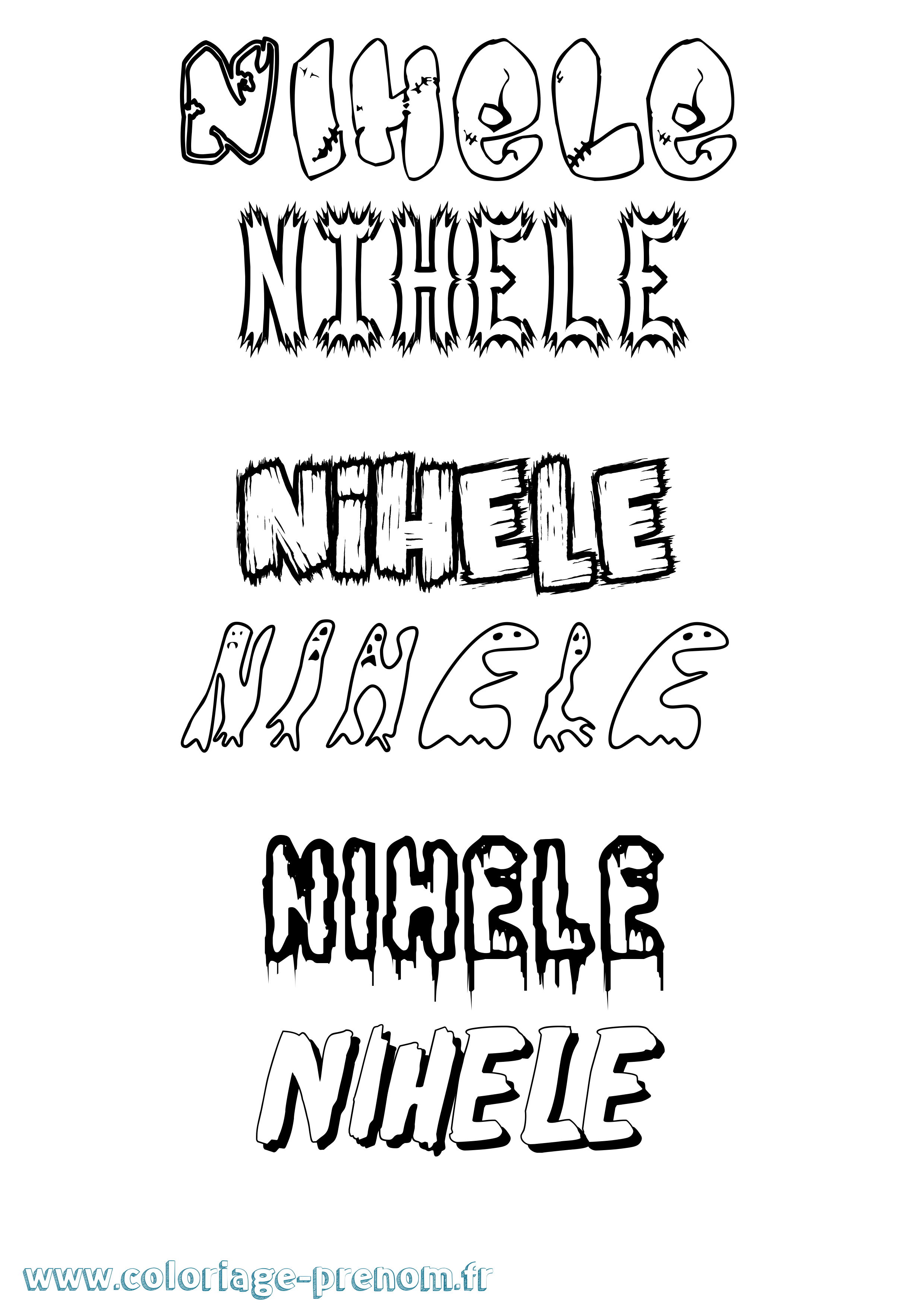 Coloriage Nihele Frisson Coloriage prénom Nihele Frisson
