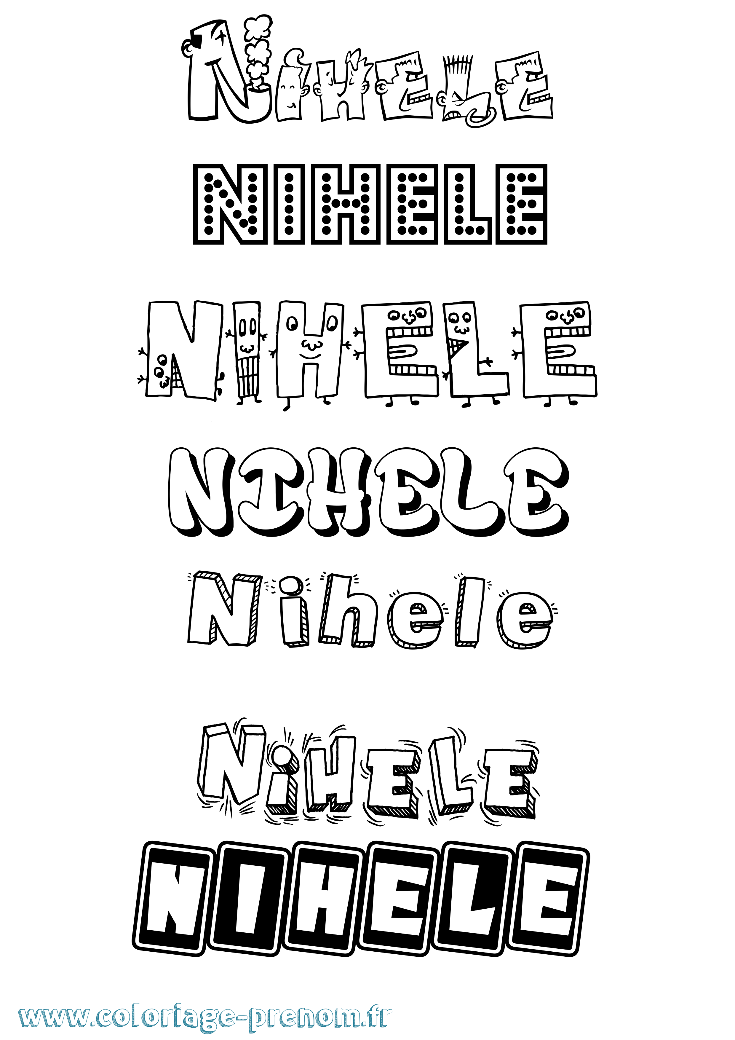 Coloriage Nihele Fun Coloriage prénom Nihele Fun