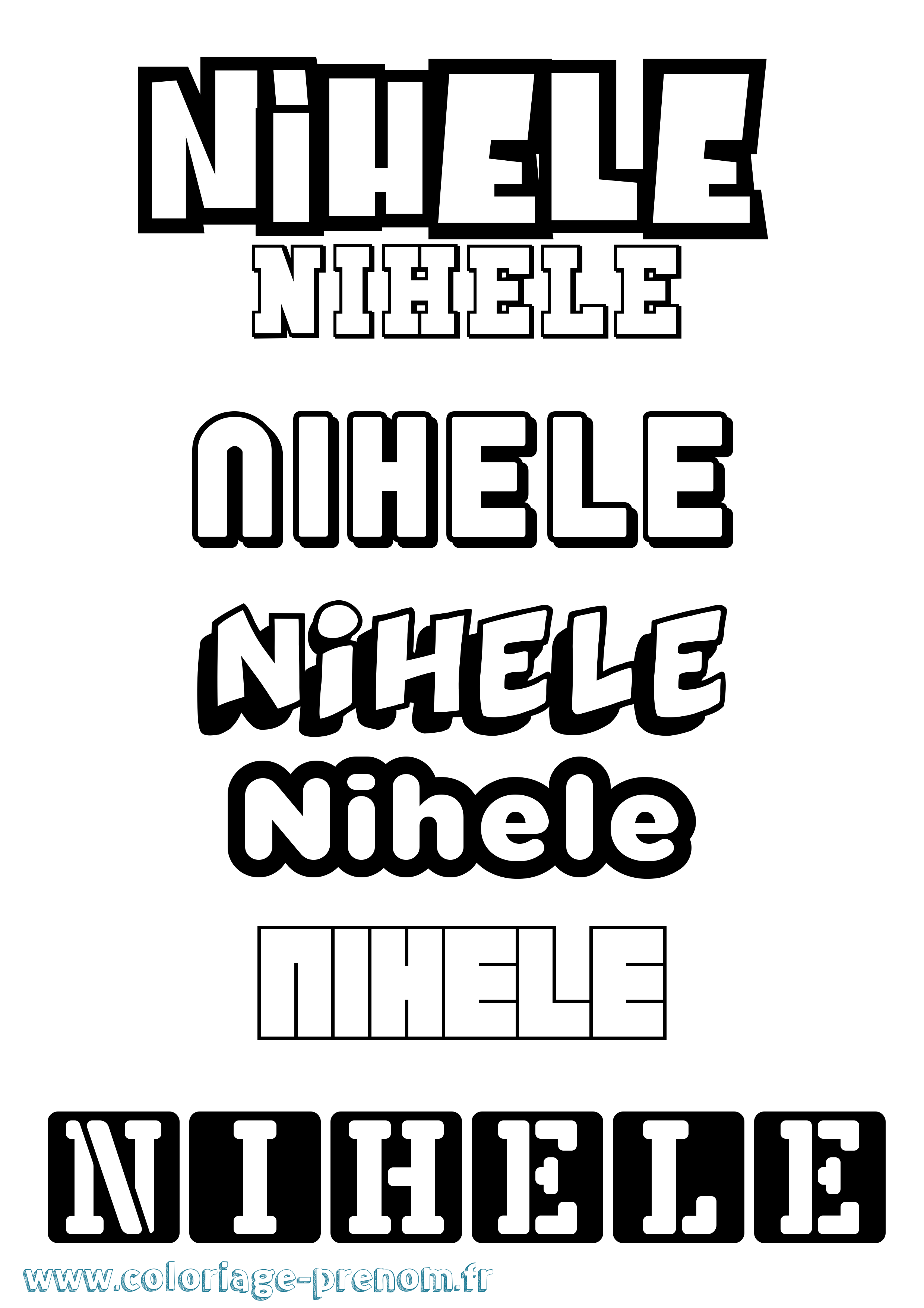 Coloriage Nihele Simple Coloriage prénom Nihele Simple