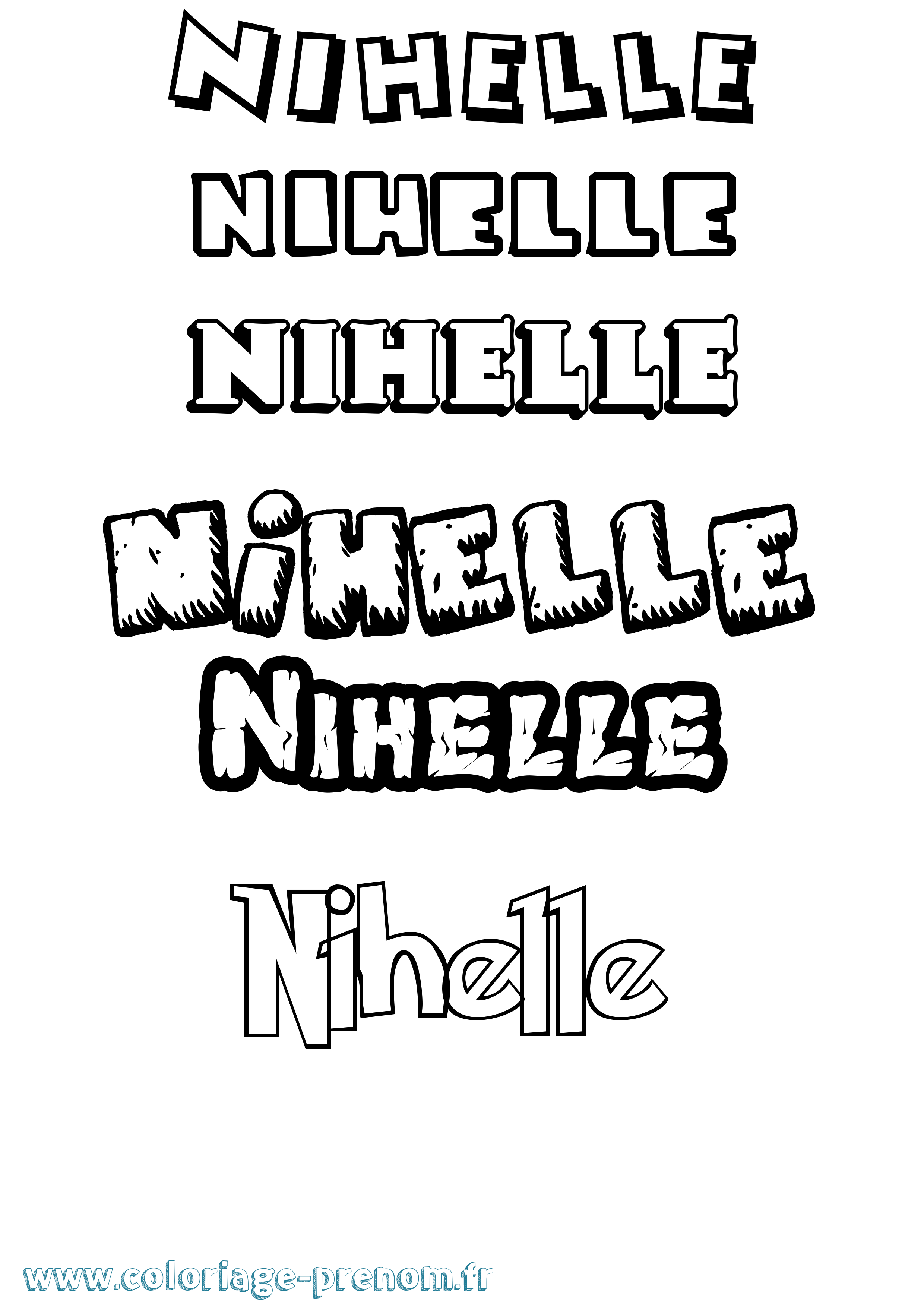 Coloriage Nihelle Dessin Animé Coloriage prénom Nihelle Dessin Animé