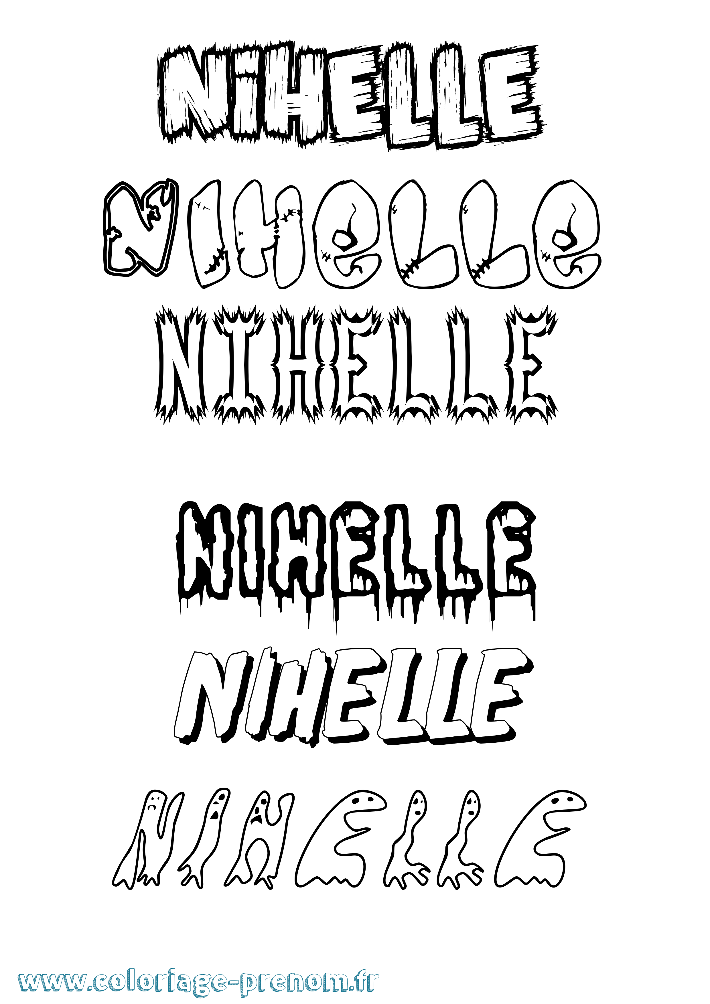 Coloriage Nihelle Frisson Coloriage prénom Nihelle Frisson