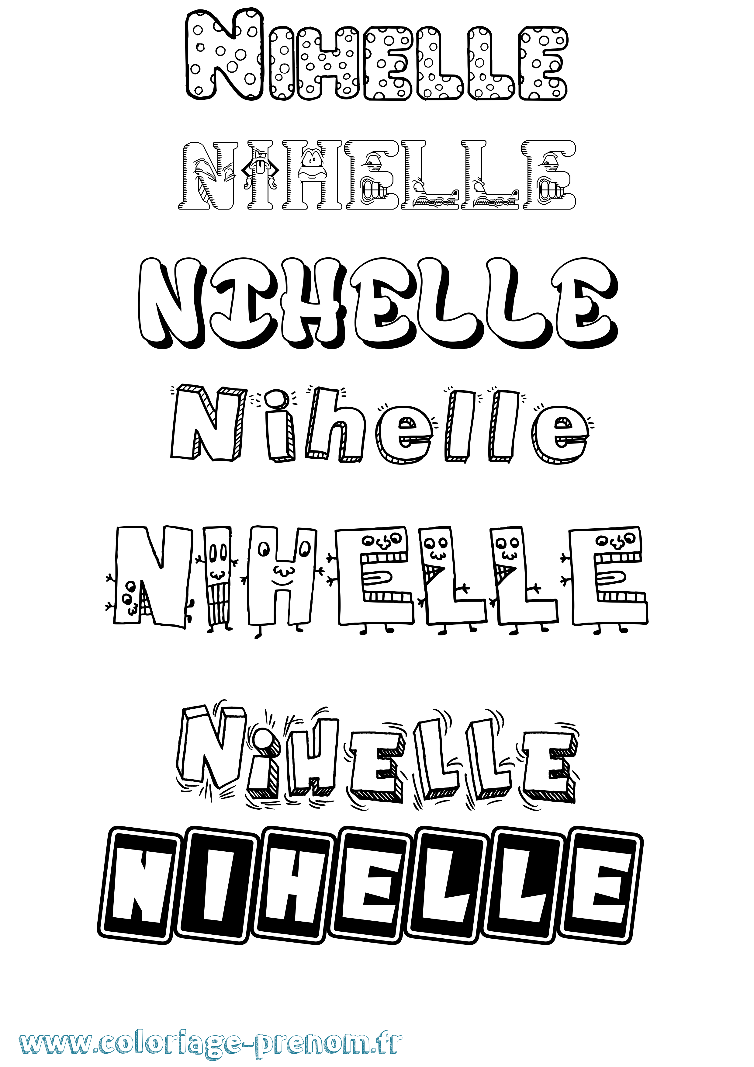 Coloriage Nihelle Fun Coloriage prénom Nihelle Fun