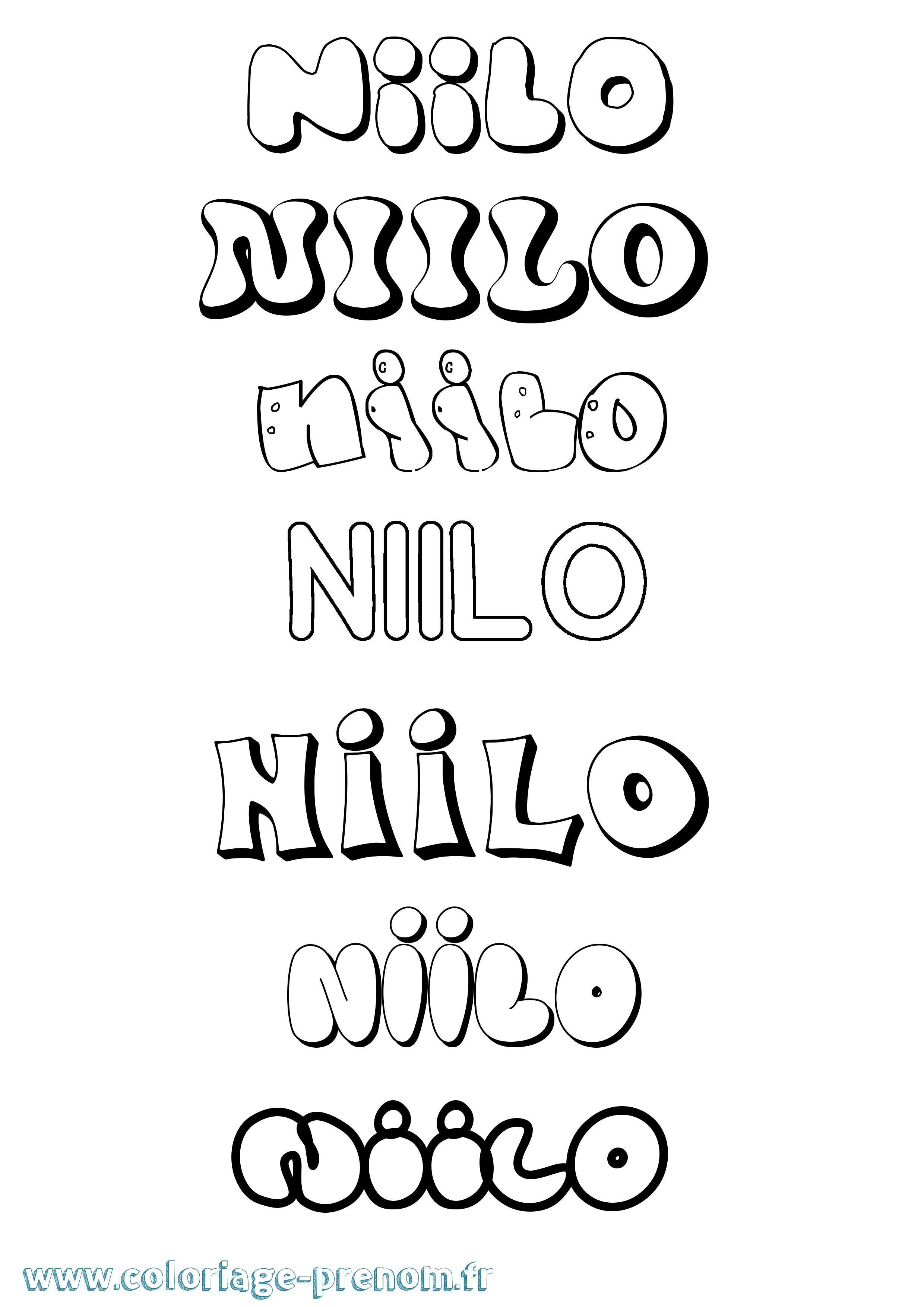 Coloriage Niilo Bubble Coloriage prénom Niilo Bubble