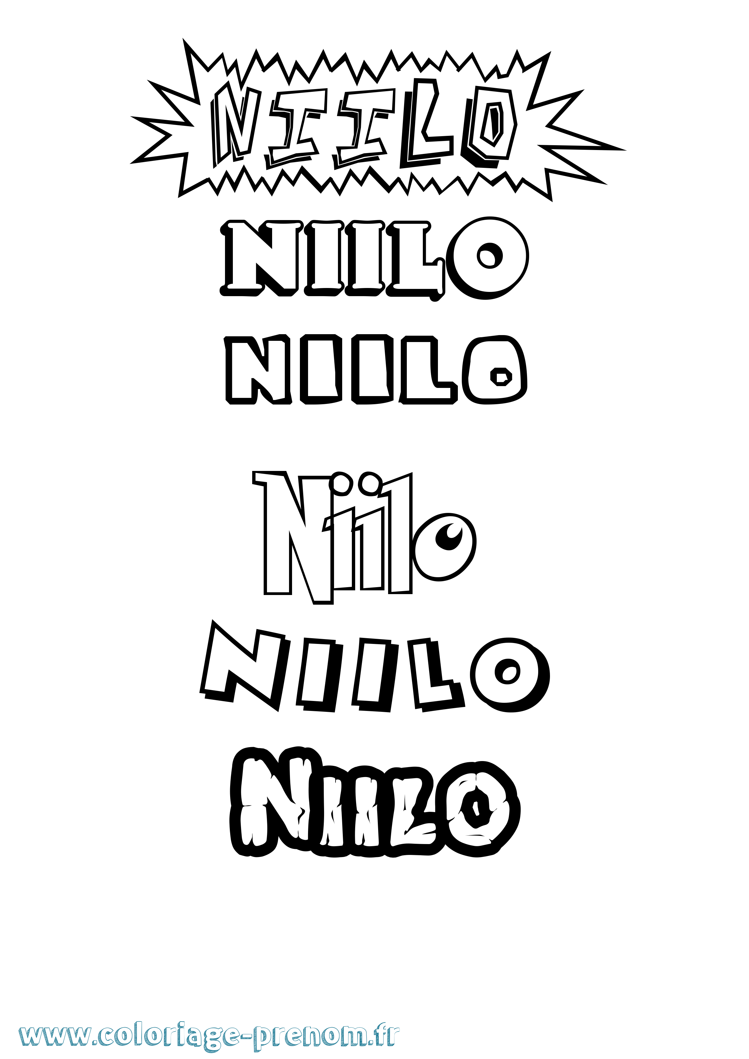 Coloriage Niilo Dessin Animé Coloriage prénom Niilo Dessin Animé
