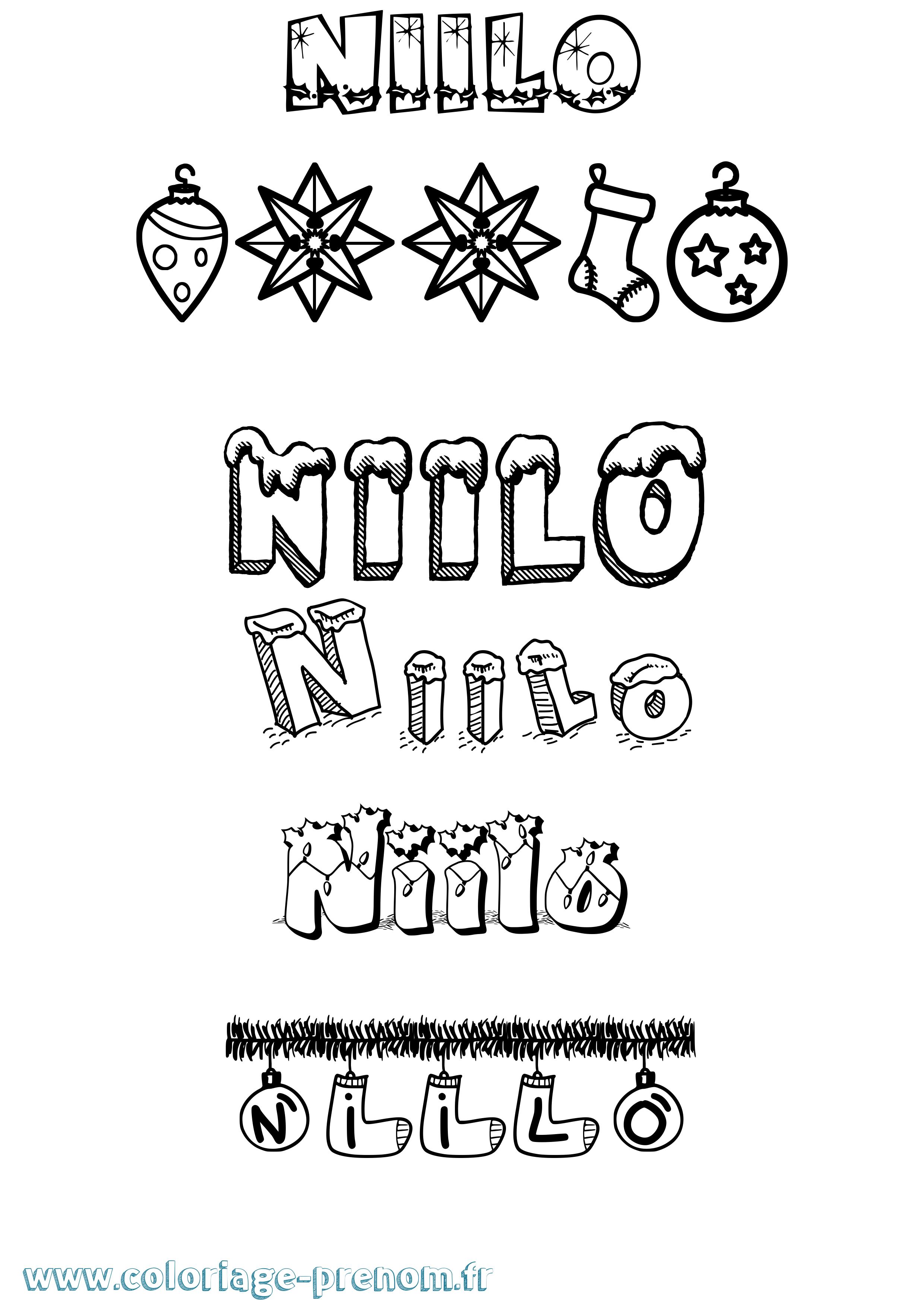 Coloriage Niilo Noël Coloriage prénom Niilo Noël