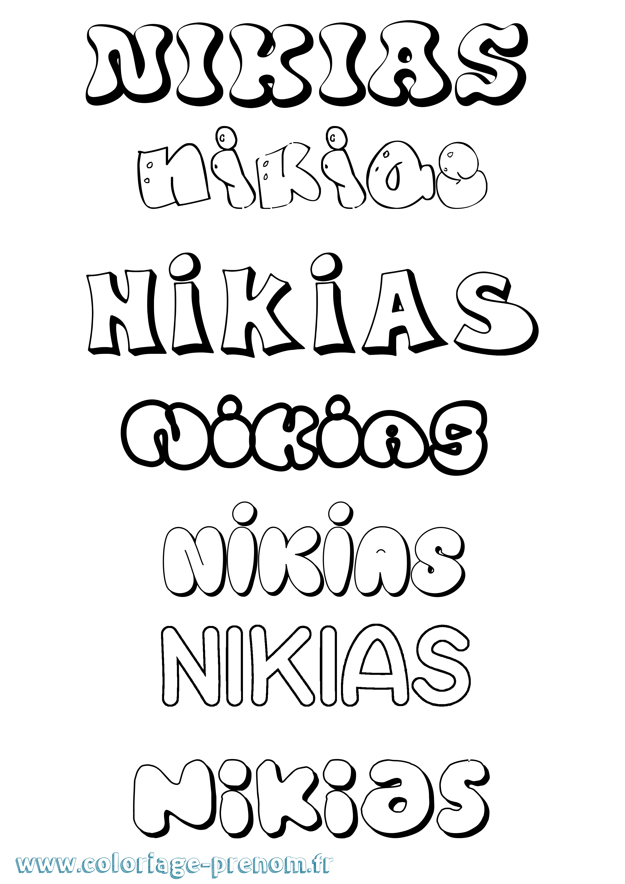 Coloriage Nikias Bubble Coloriage prénom Nikias Bubble