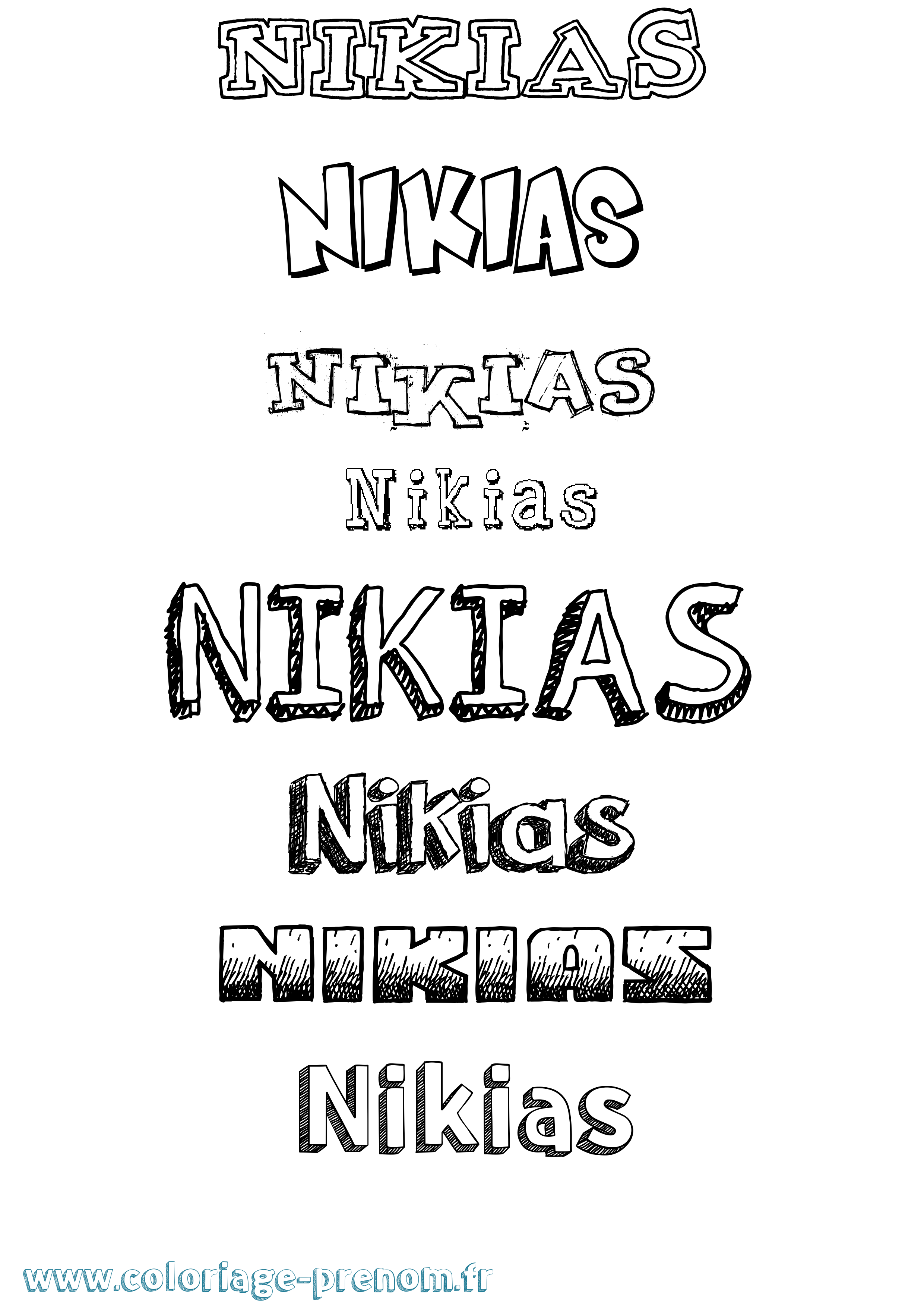 Coloriage Nikias Dessiné Coloriage prénom Nikias Dessiné