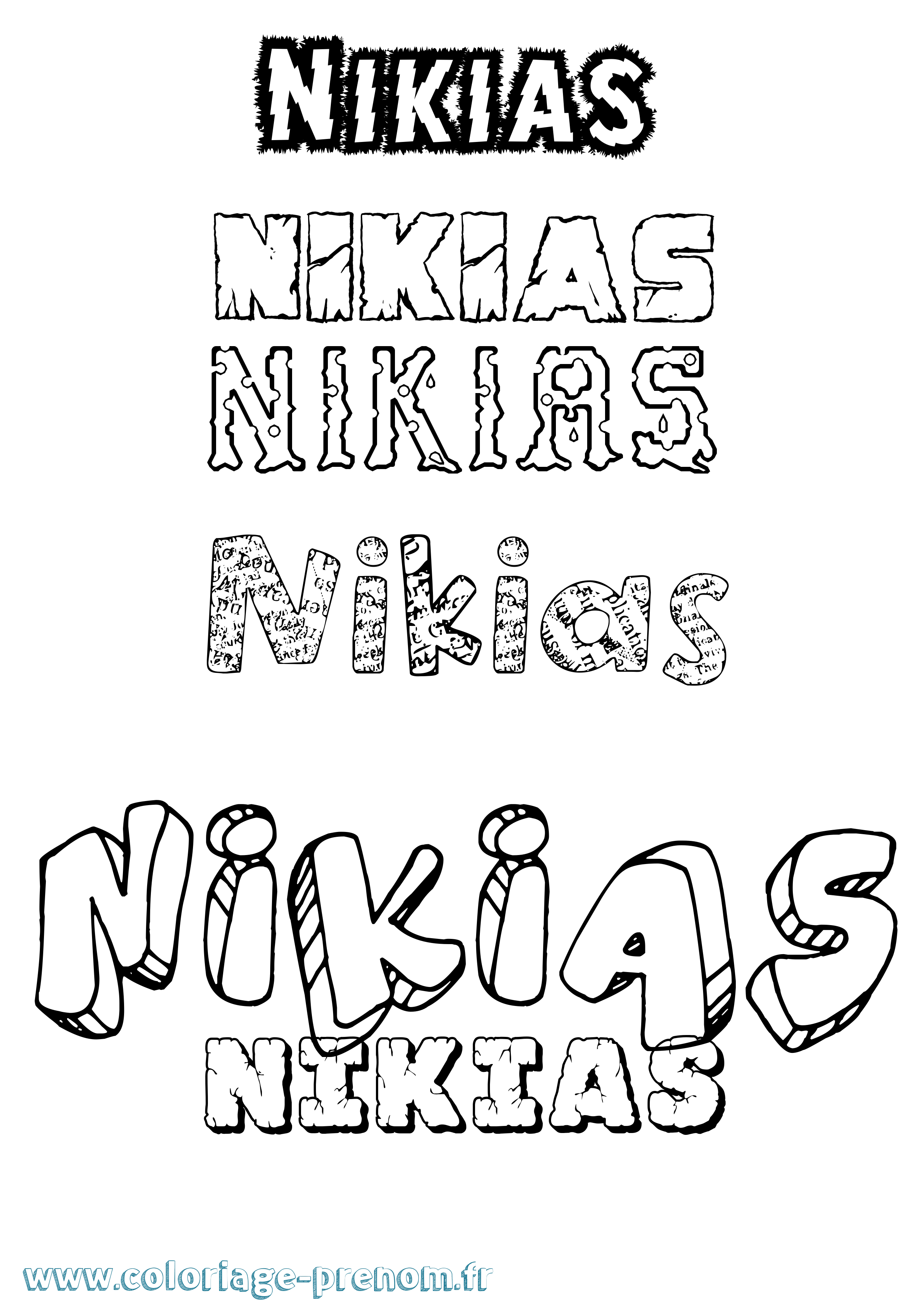 Coloriage Nikias Destructuré Coloriage prénom Nikias Destructuré