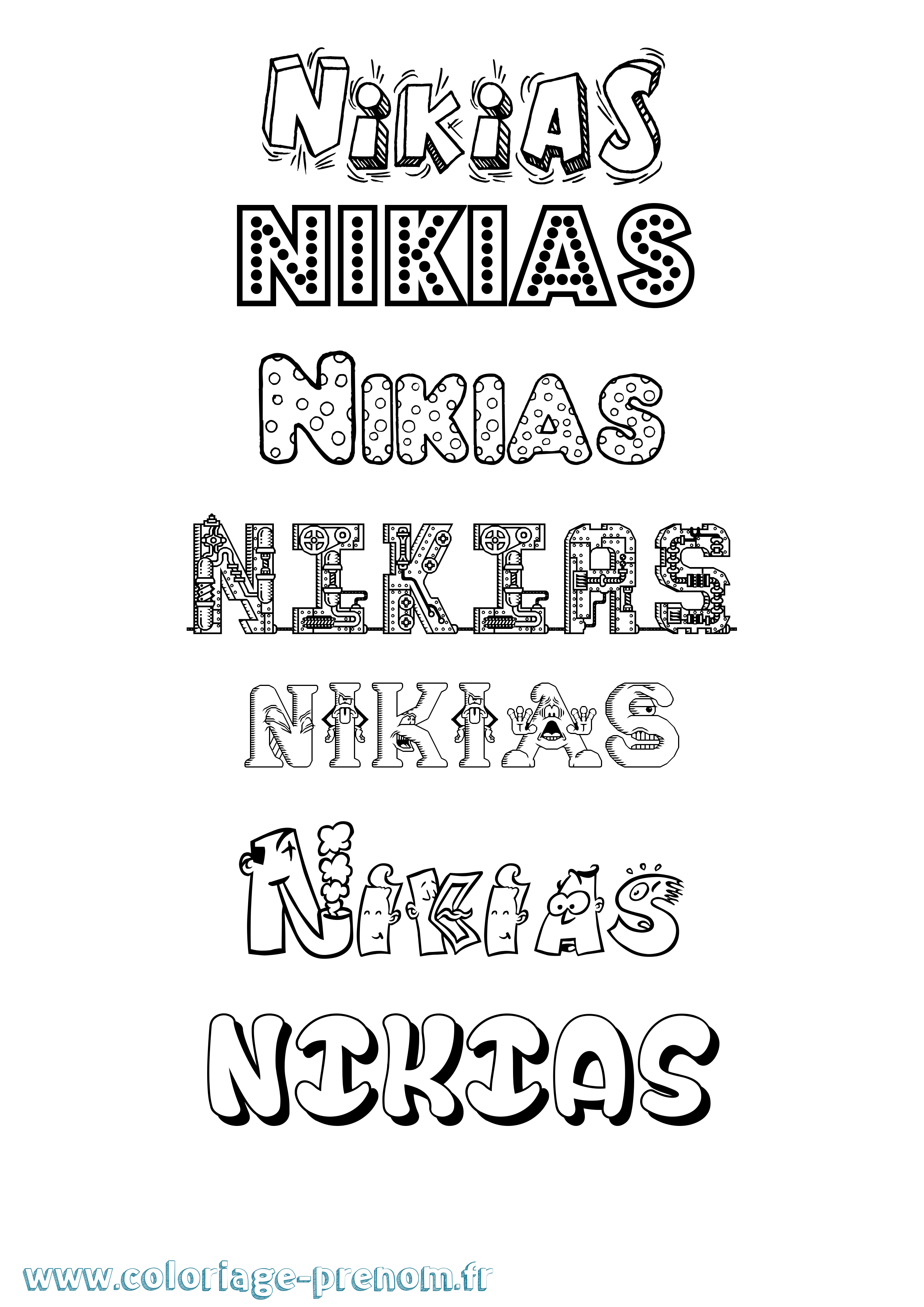 Coloriage Nikias Fun Coloriage prénom Nikias Fun