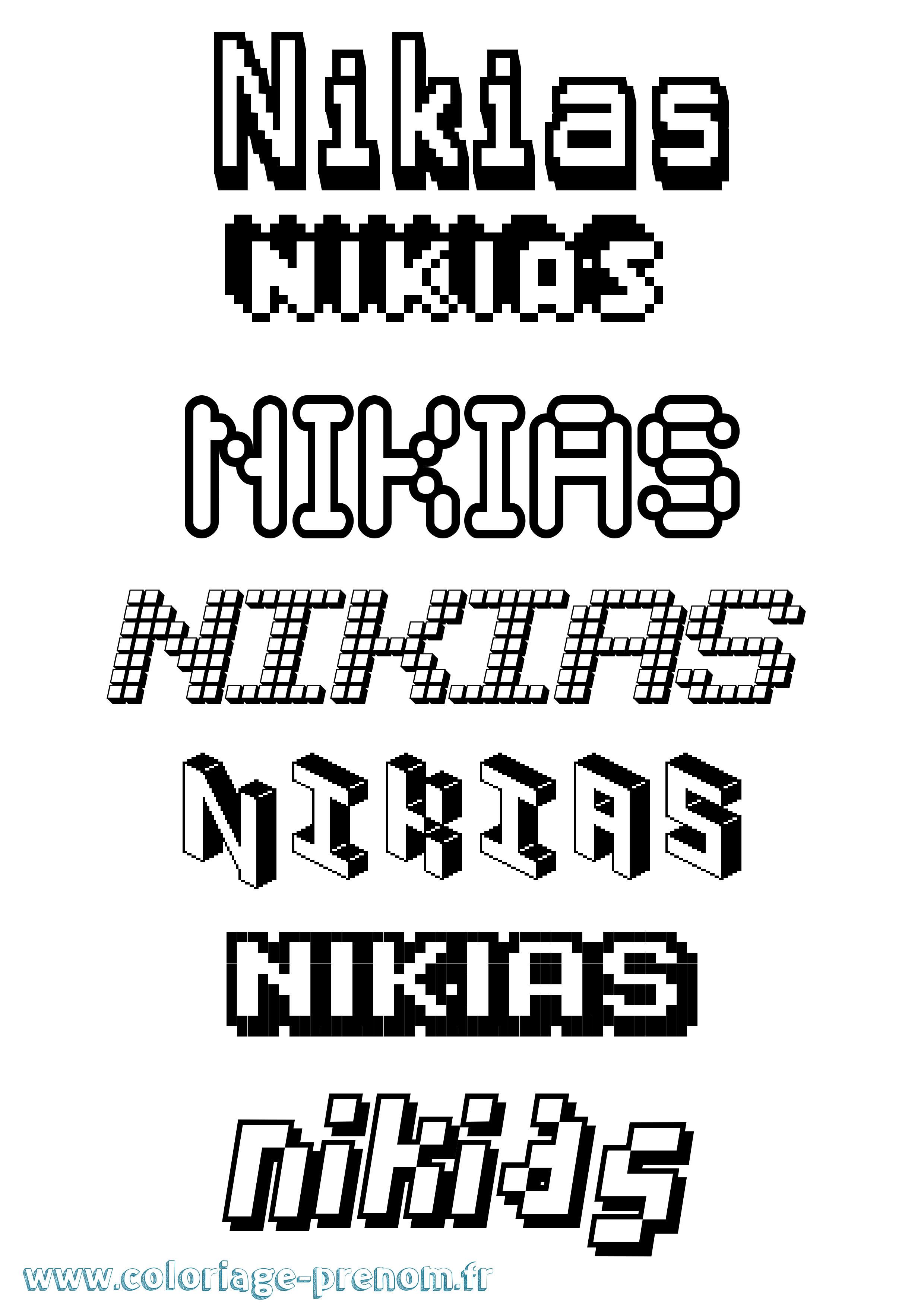 Coloriage Nikias Pixel Coloriage prénom Nikias Pixel