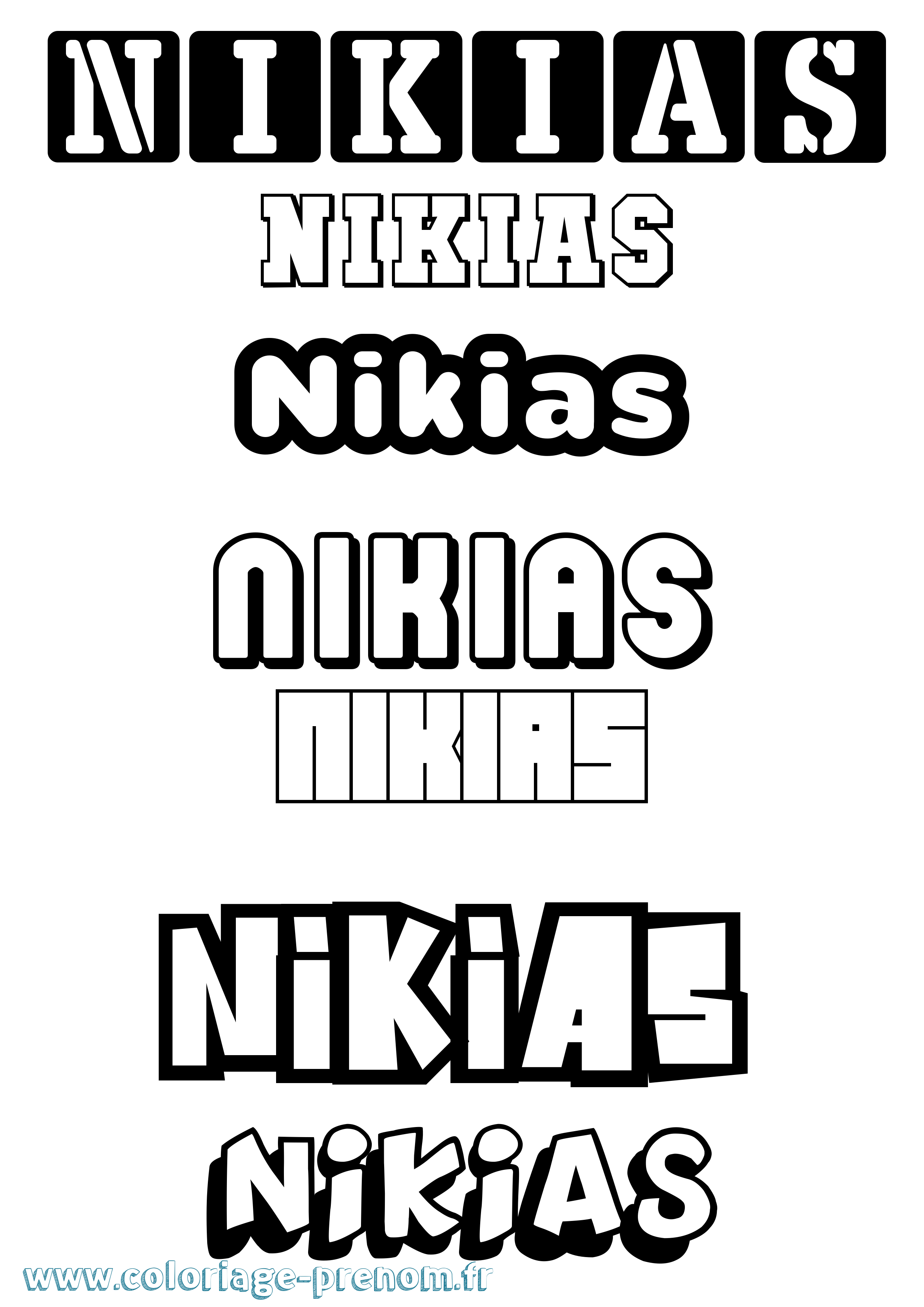 Coloriage Nikias Simple Coloriage prénom Nikias Simple