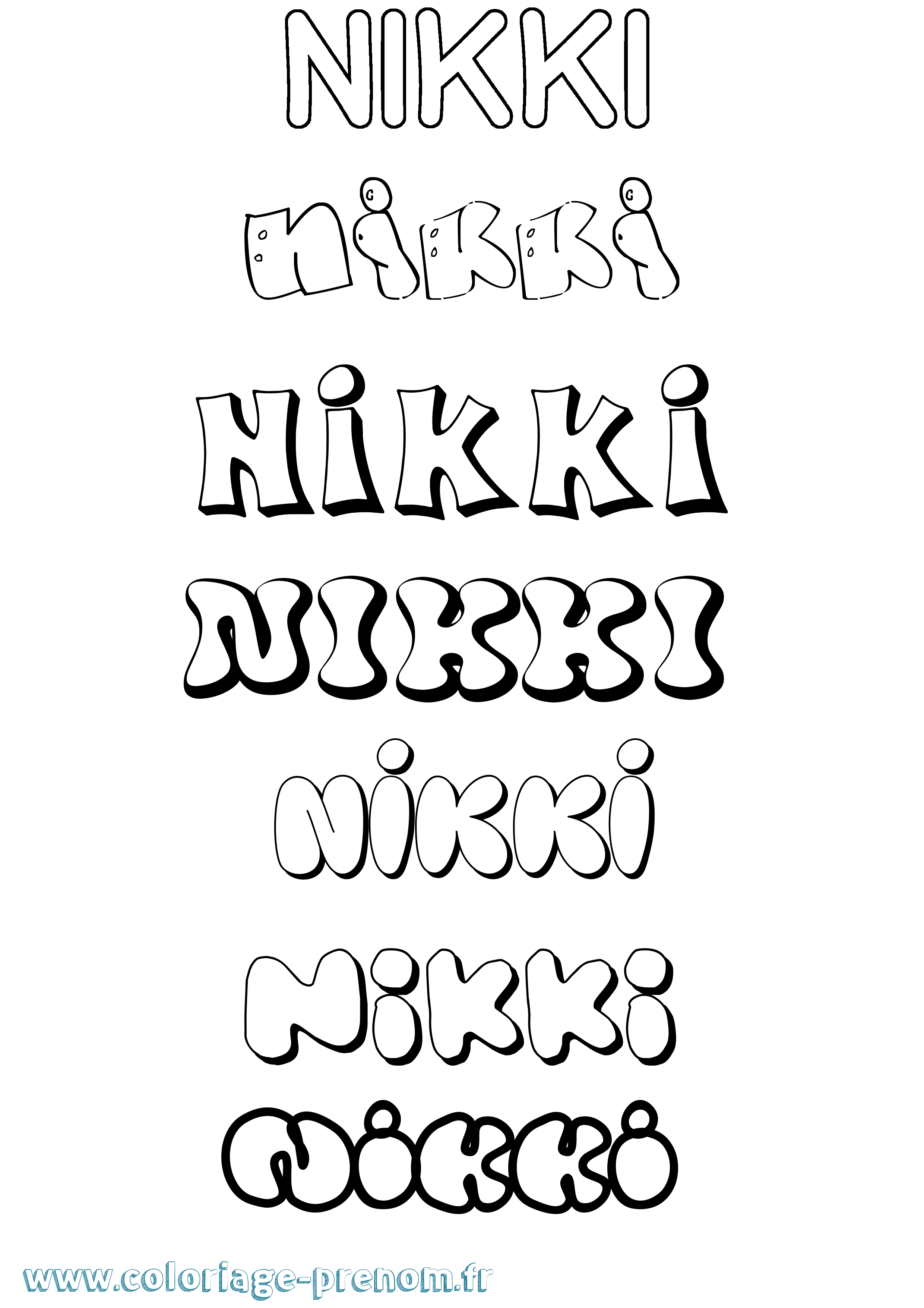 Coloriage Nikki Bubble Coloriage prénom Nikki Bubble