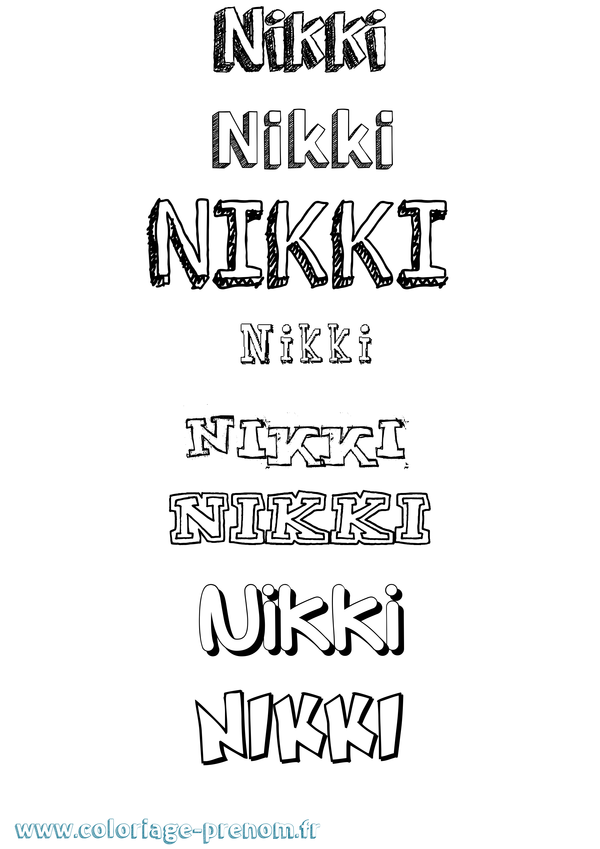 Coloriage Nikki Dessiné Coloriage prénom Nikki Dessiné