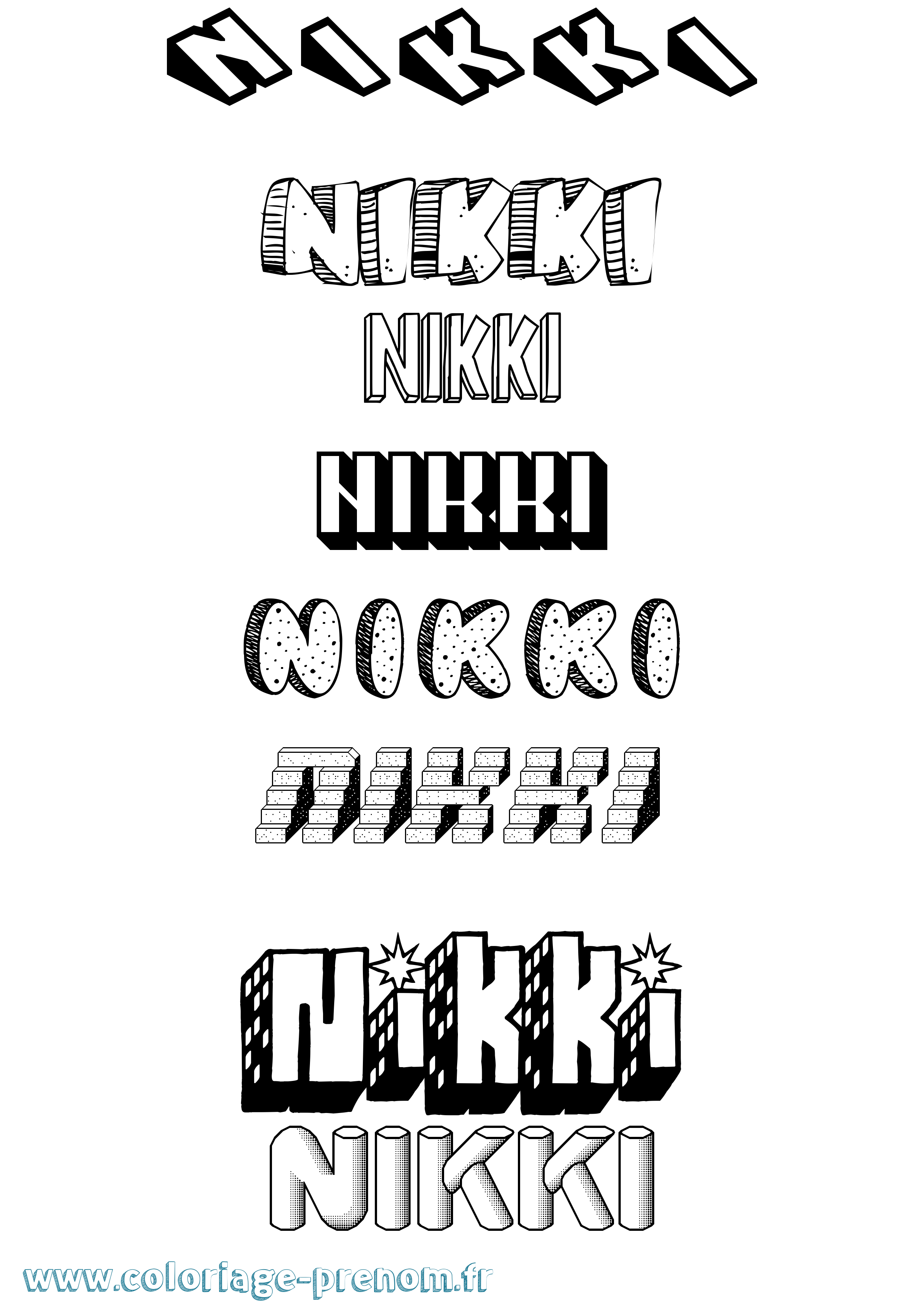 Coloriage Nikki Effet 3D Coloriage prénom Nikki Effet 3D