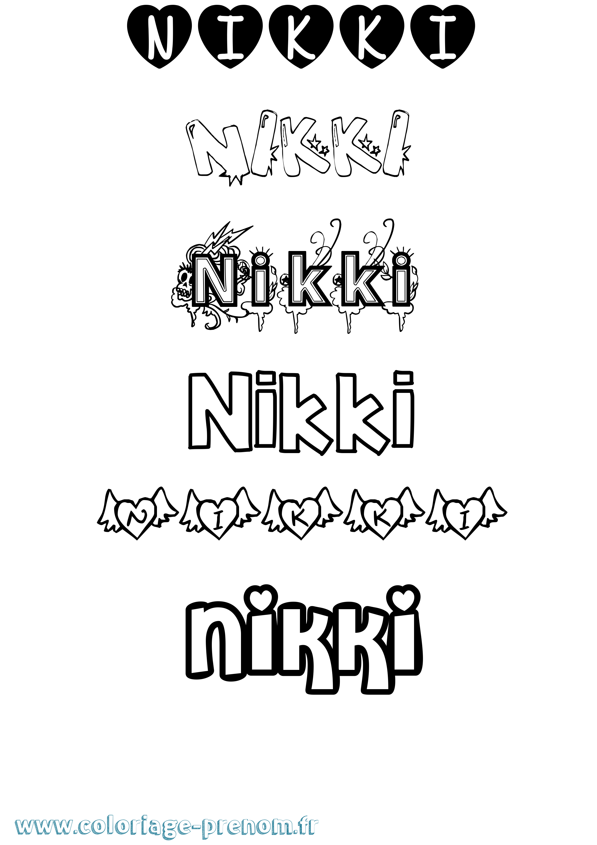 Coloriage Nikki Girly Coloriage prénom Nikki Girly