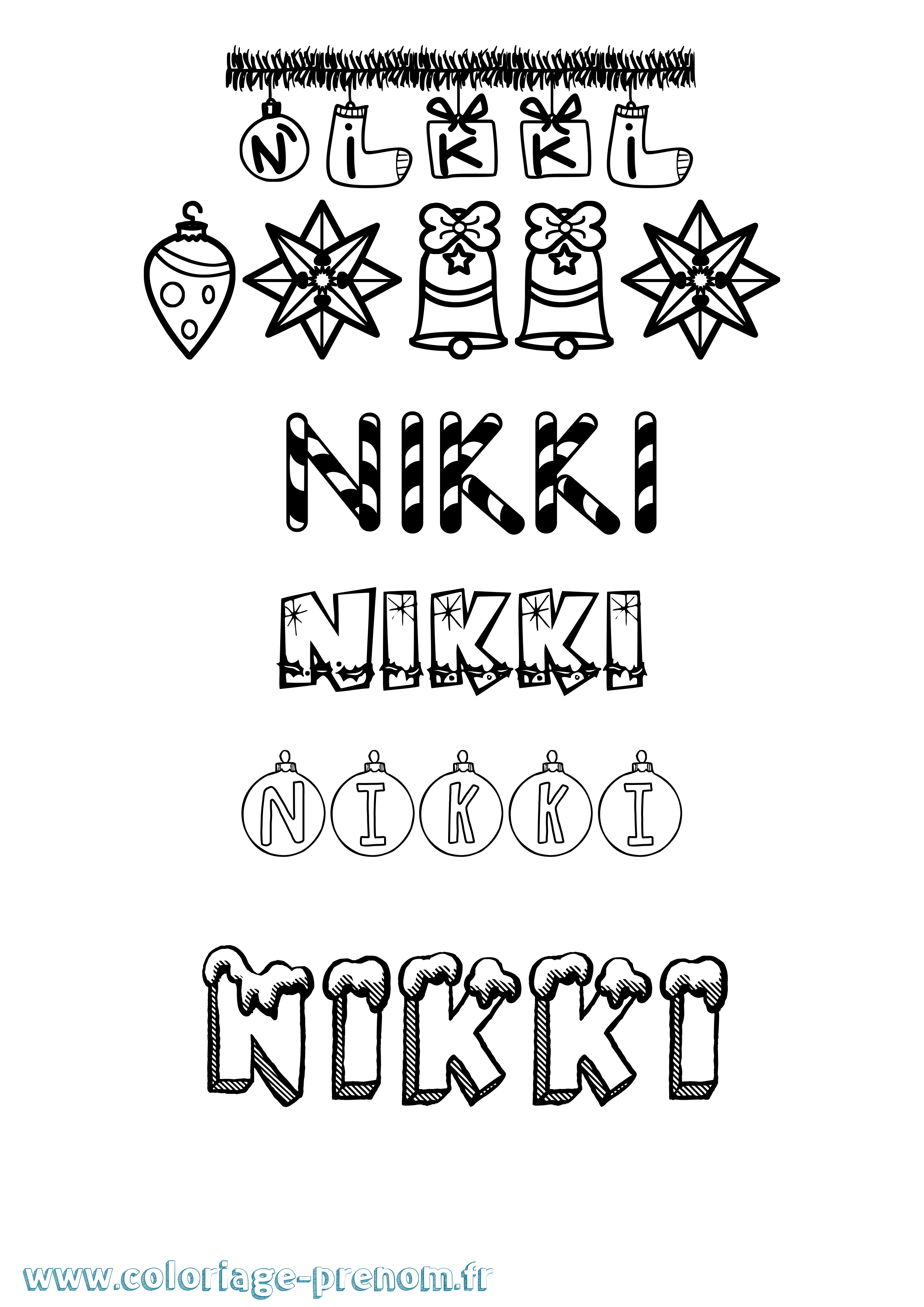 Coloriage Nikki Noël Coloriage prénom Nikki Noël