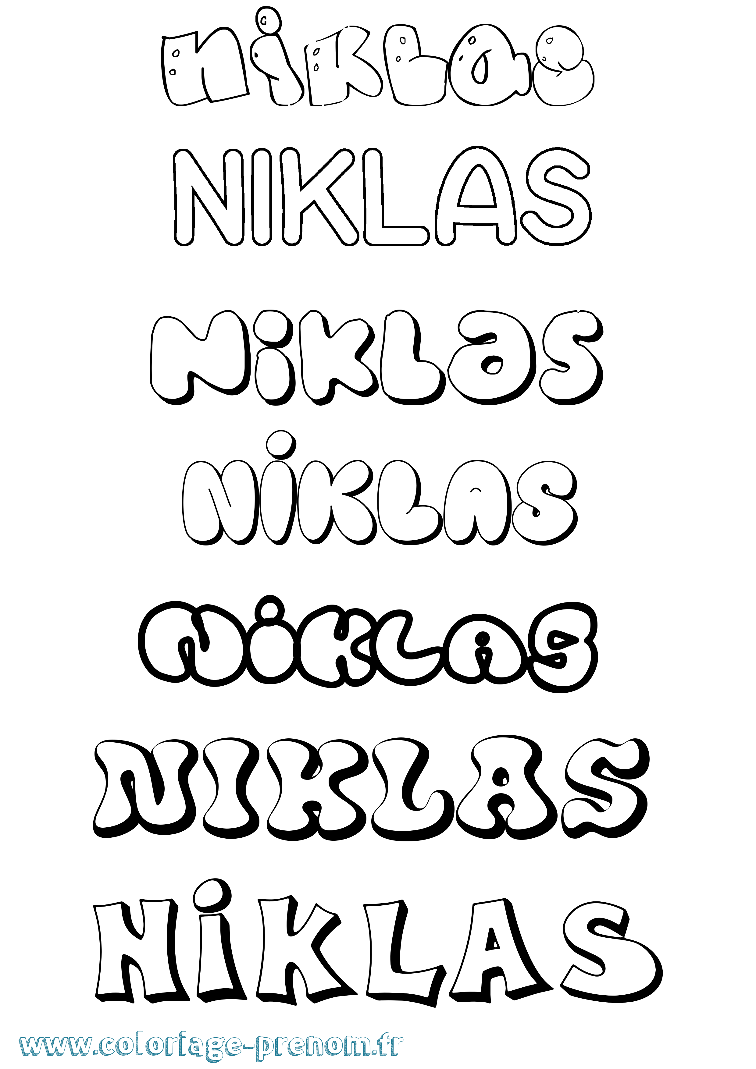 Coloriage Niklas Bubble Coloriage prénom Niklas Bubble