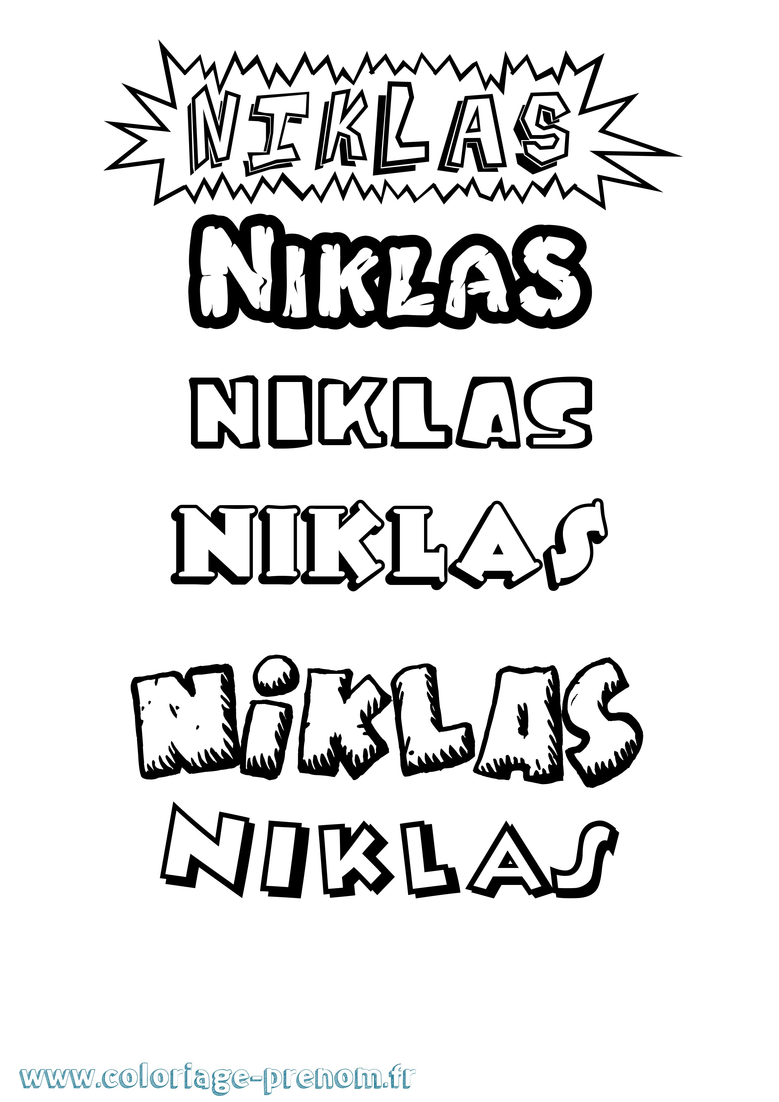 Coloriage Niklas Dessin Animé Coloriage prénom Niklas Dessin Animé