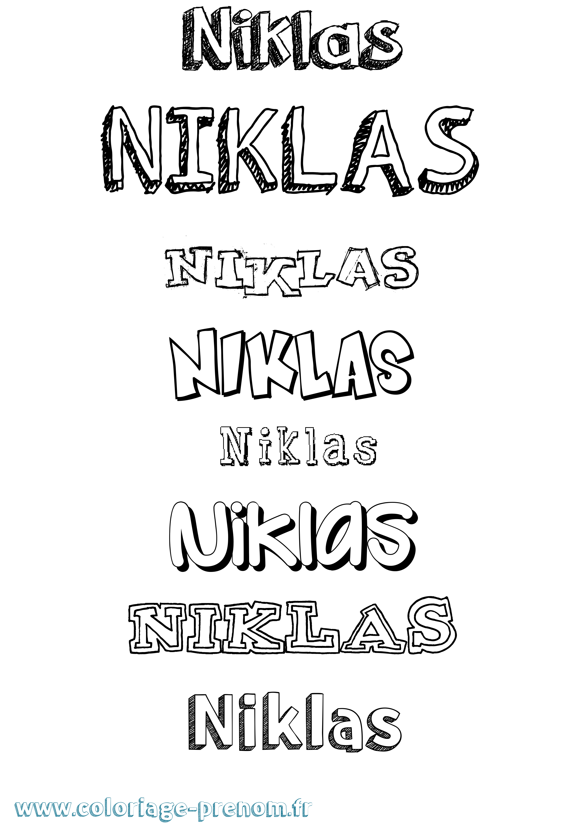Coloriage Niklas Dessiné Coloriage prénom Niklas Dessiné