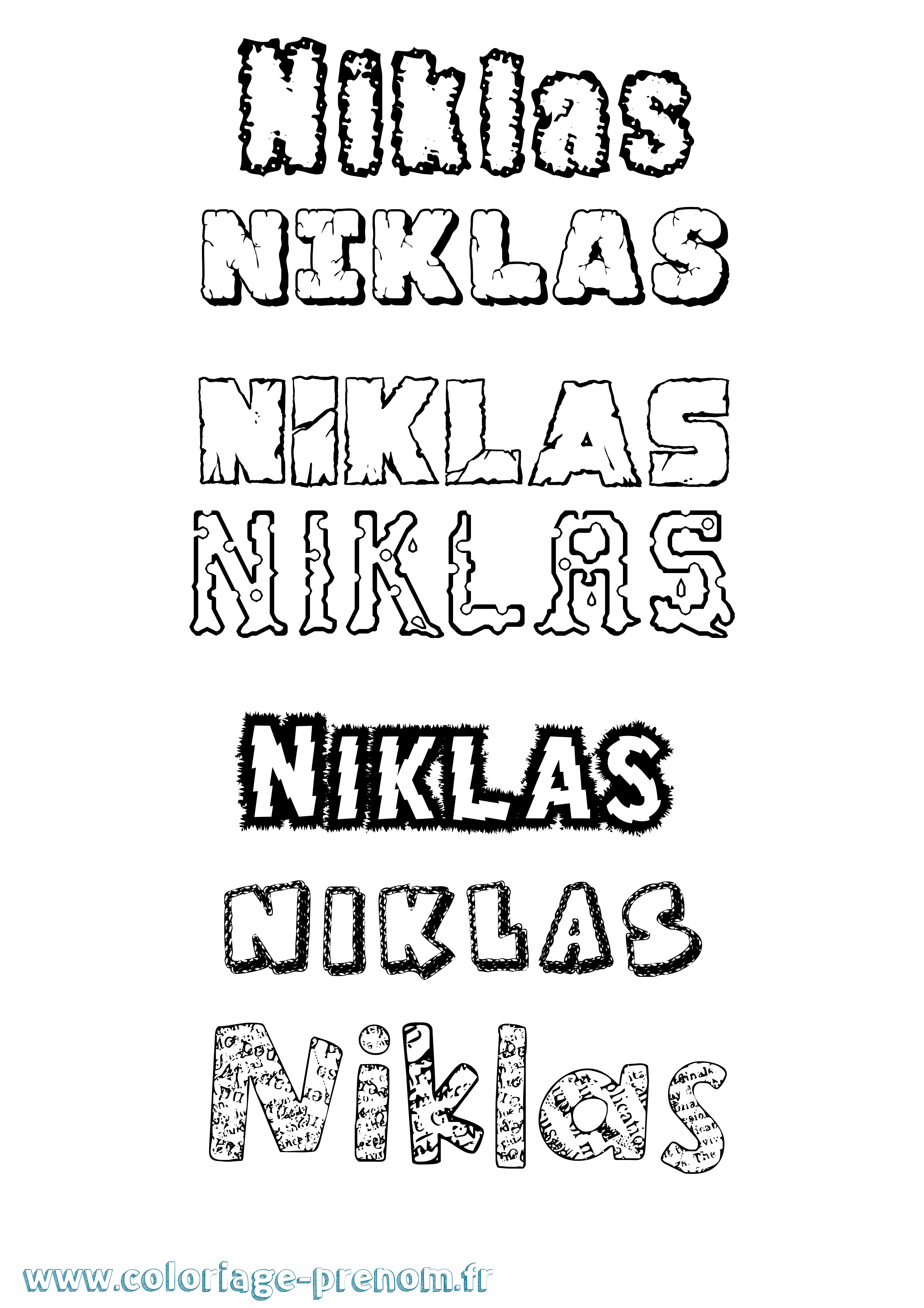 Coloriage Niklas Destructuré Coloriage prénom Niklas Destructuré