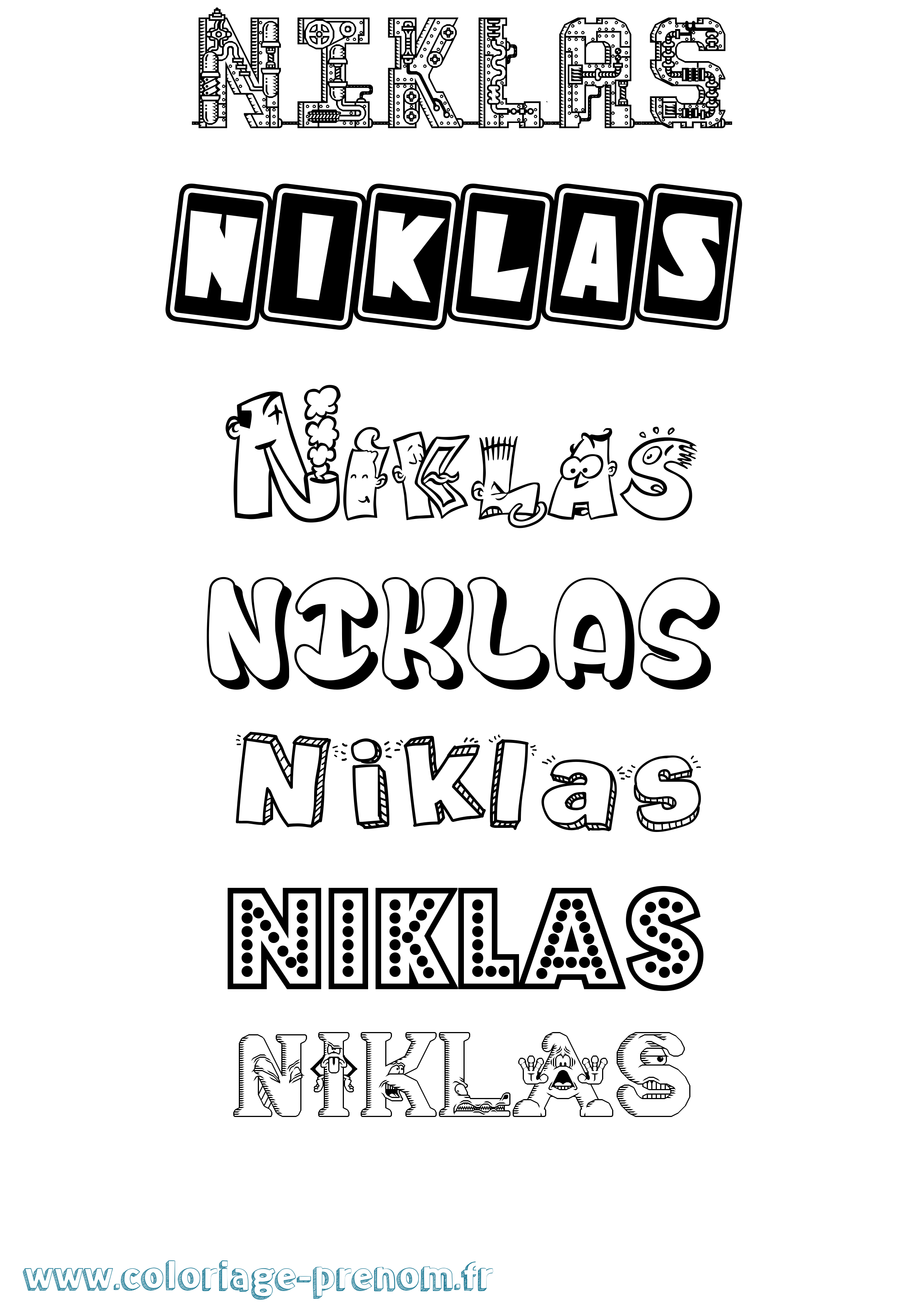 Coloriage Niklas Fun Coloriage prénom Niklas Fun