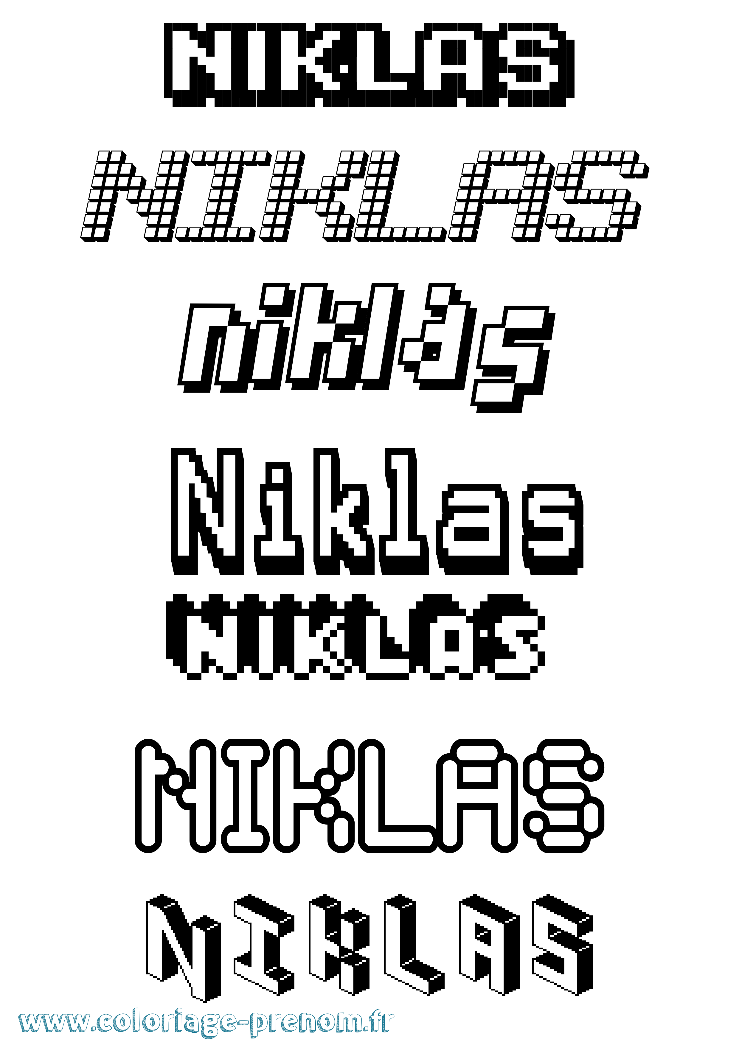 Coloriage Niklas Pixel Coloriage prénom Niklas Pixel