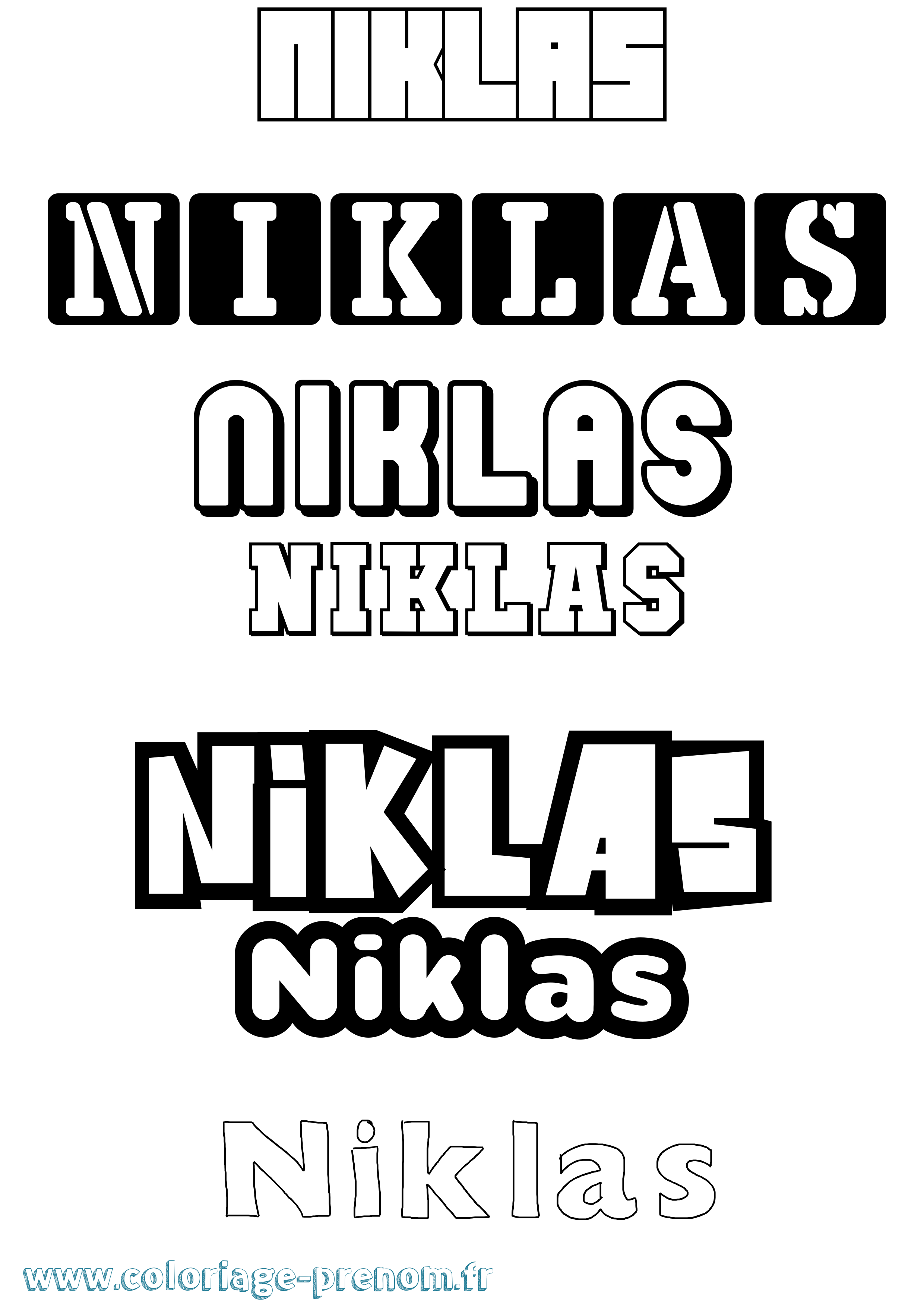 Coloriage Niklas Simple Coloriage prénom Niklas Simple