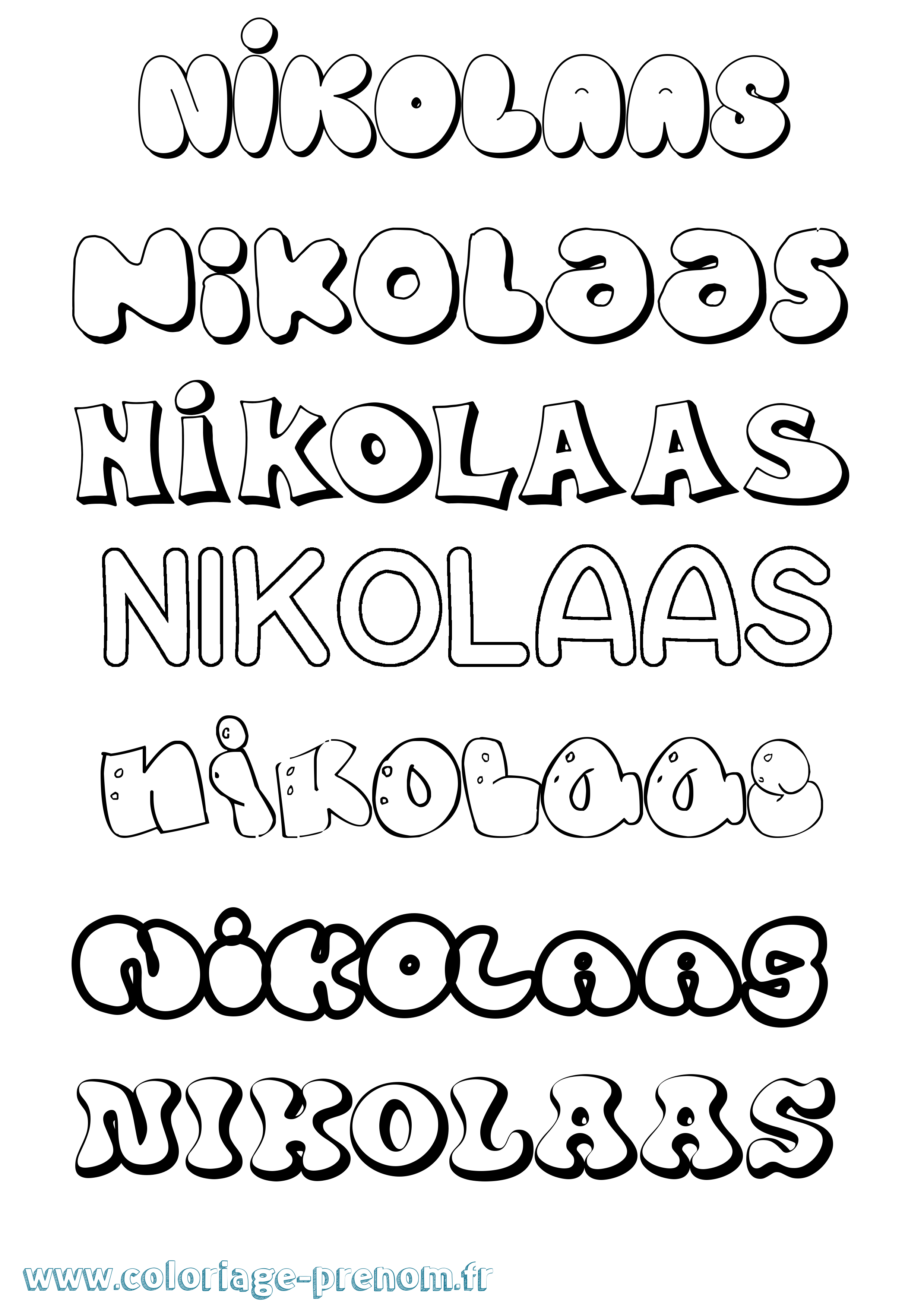 Coloriage Nikolaas Bubble Coloriage prénom Nikolaas Bubble